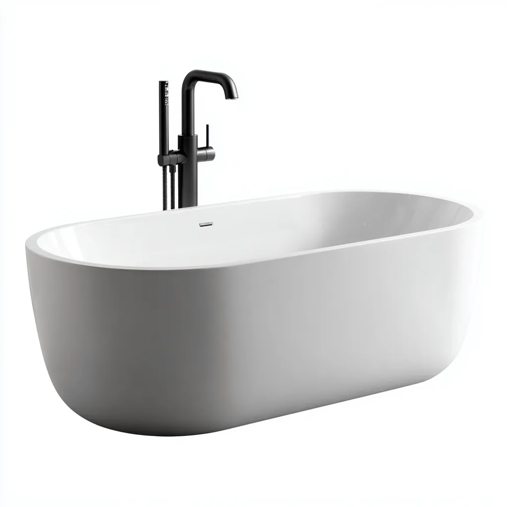 Vasca freestanding 170×78×60 cm - acrilico bianco - profilo ovale moderno-Kavexnest