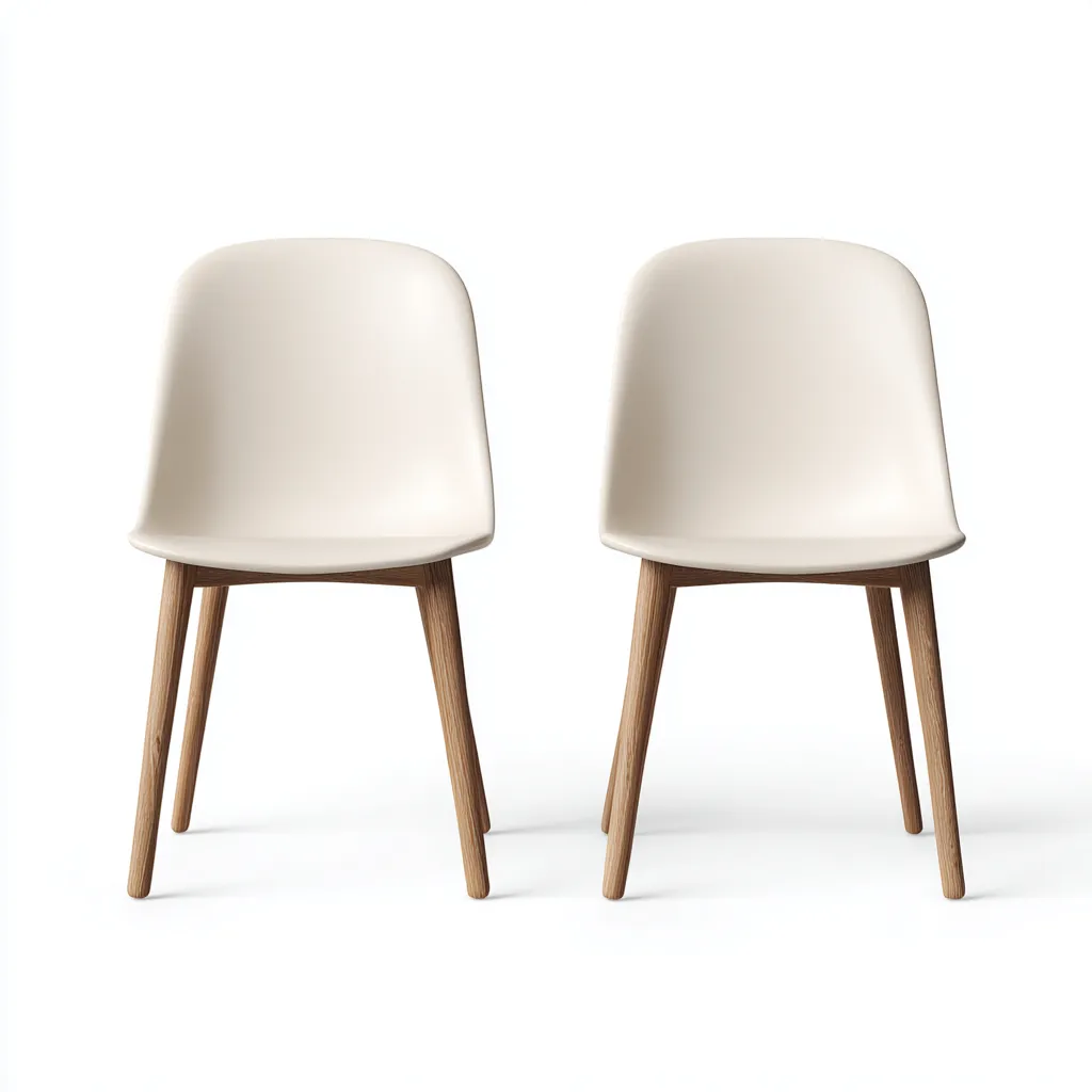 Set 2 sedie da pranzo in polipropilene 48×54×82 cm - bianco e legno - stile nordico-Kavexnest