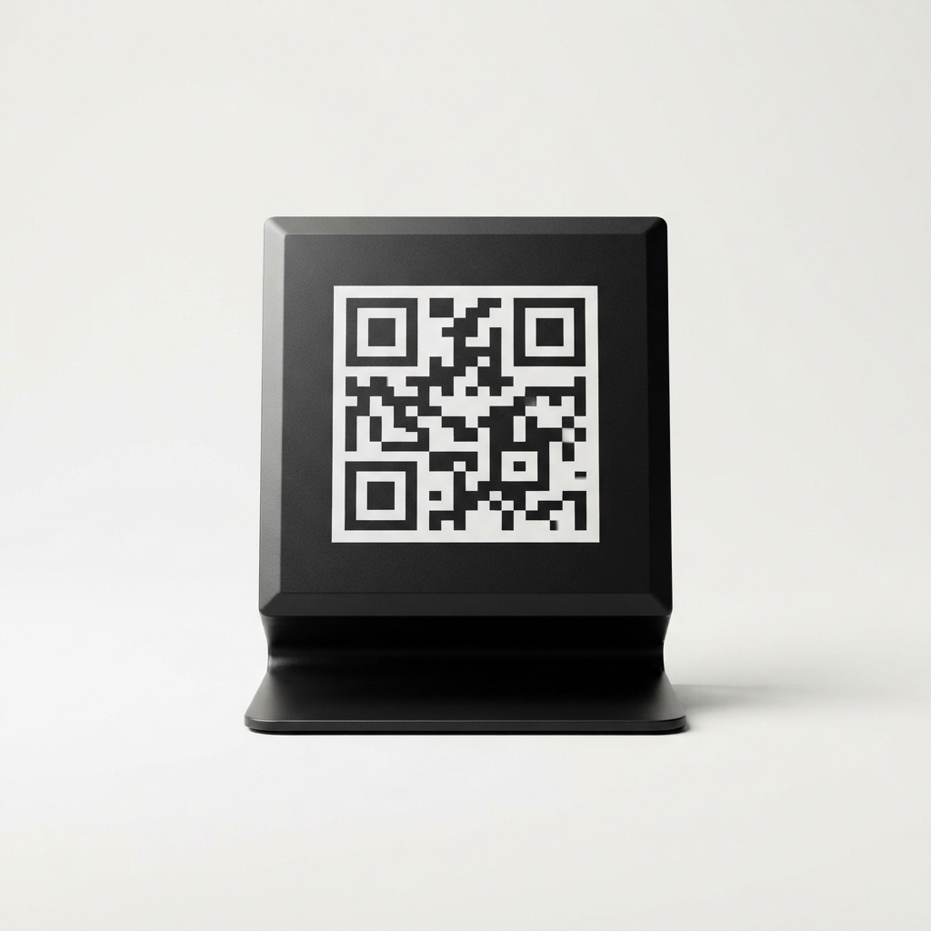 Metal QR countertop stand with acrylic plate