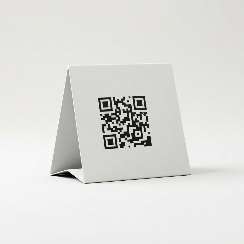 Set of QR promo table tents for restaurant tables