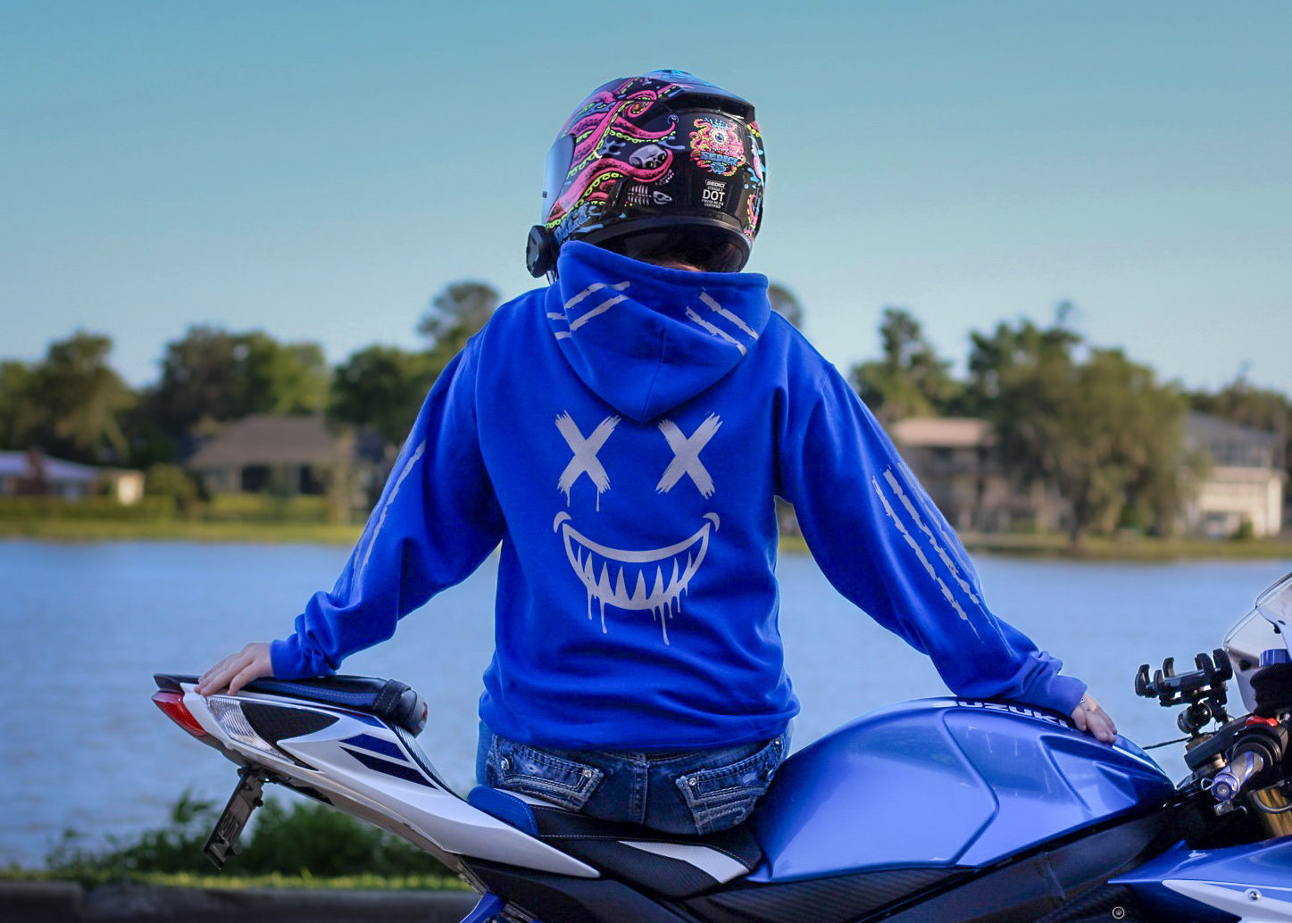 Reflective Smiley Motorcycle Hoodie - High Visibility Riding Hoodie — image 15