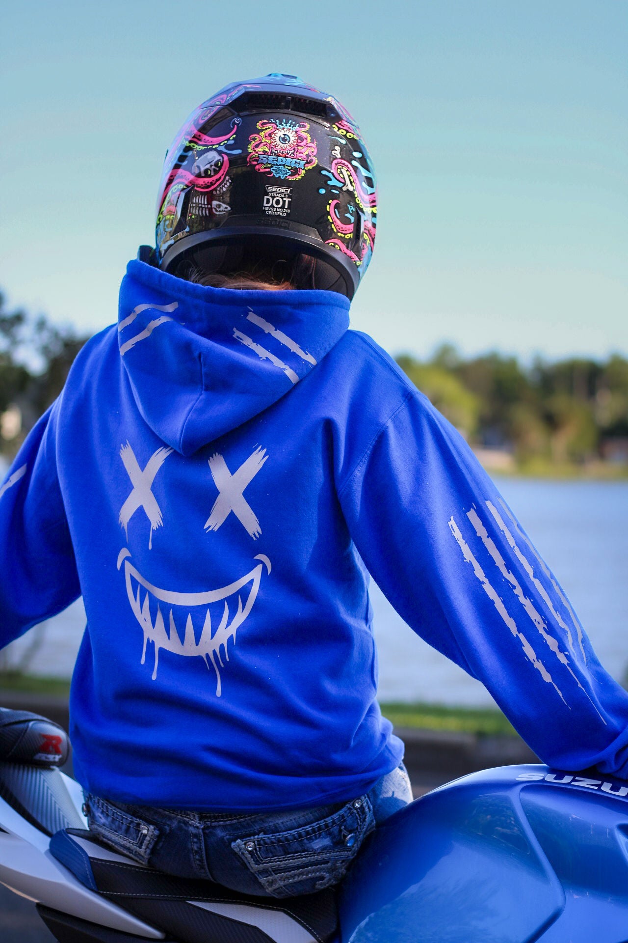 Reflective Smiley Motorcycle Hoodie - High Visibility Riding Hoodie — image 4
