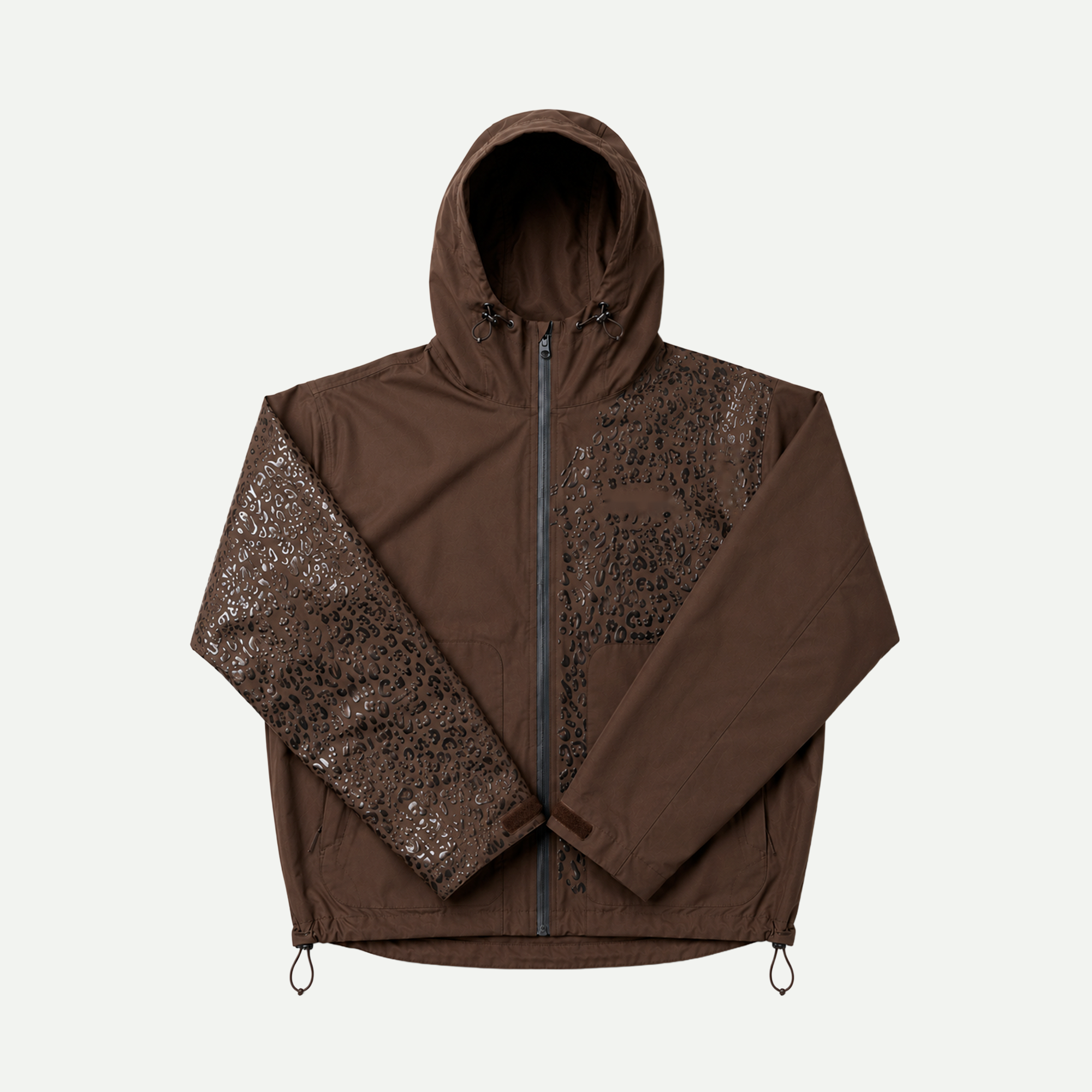 Water Reactive Cheetah Rain Jacket - Brown — clean gallery image
