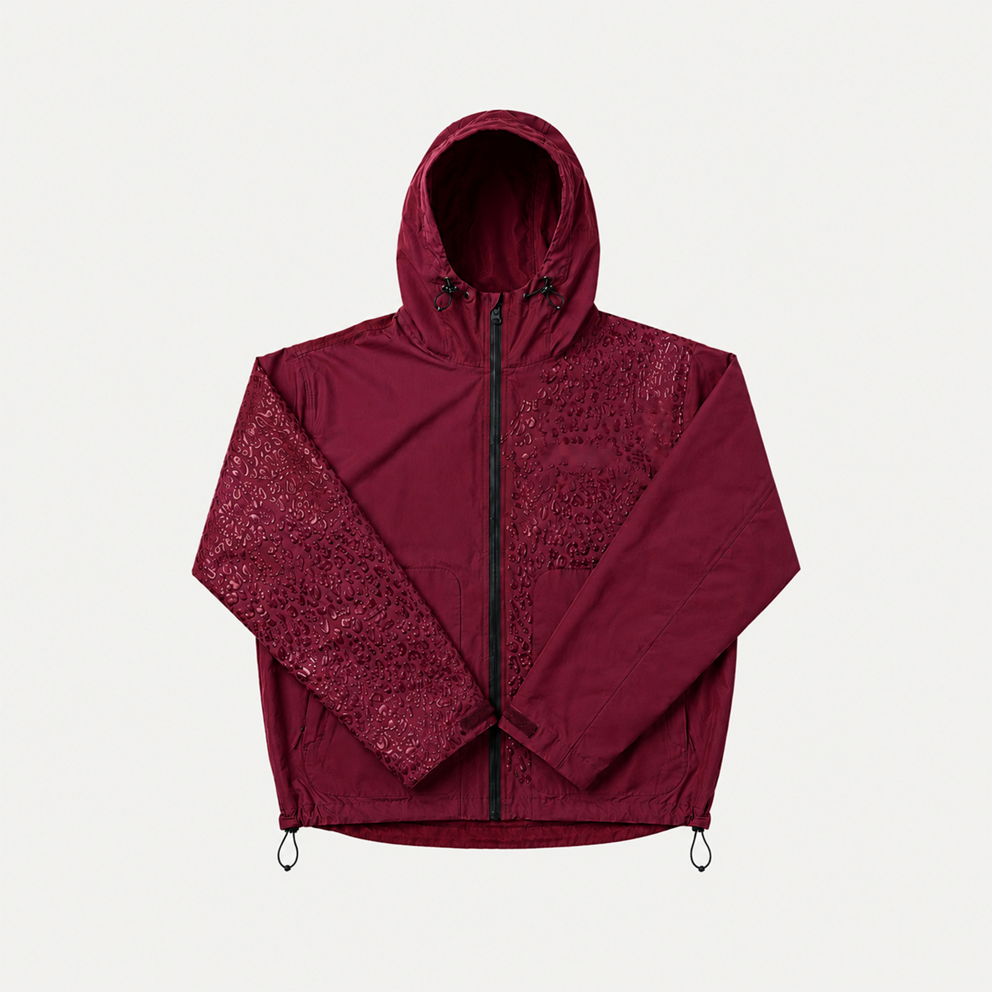 Water Reactive Cheetah Rain Jacket - Burgundy — clean gallery image