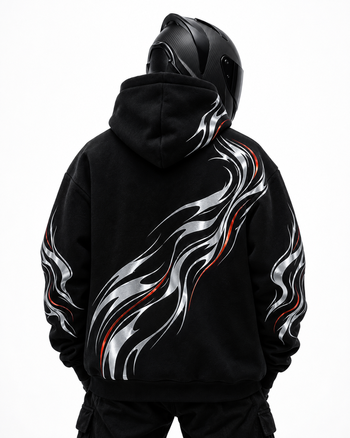 Signal Flame Reflective Hoodie back studio view