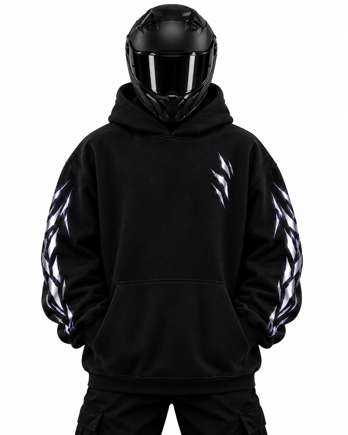 Storm Spine Reflective Hoodie front studio view