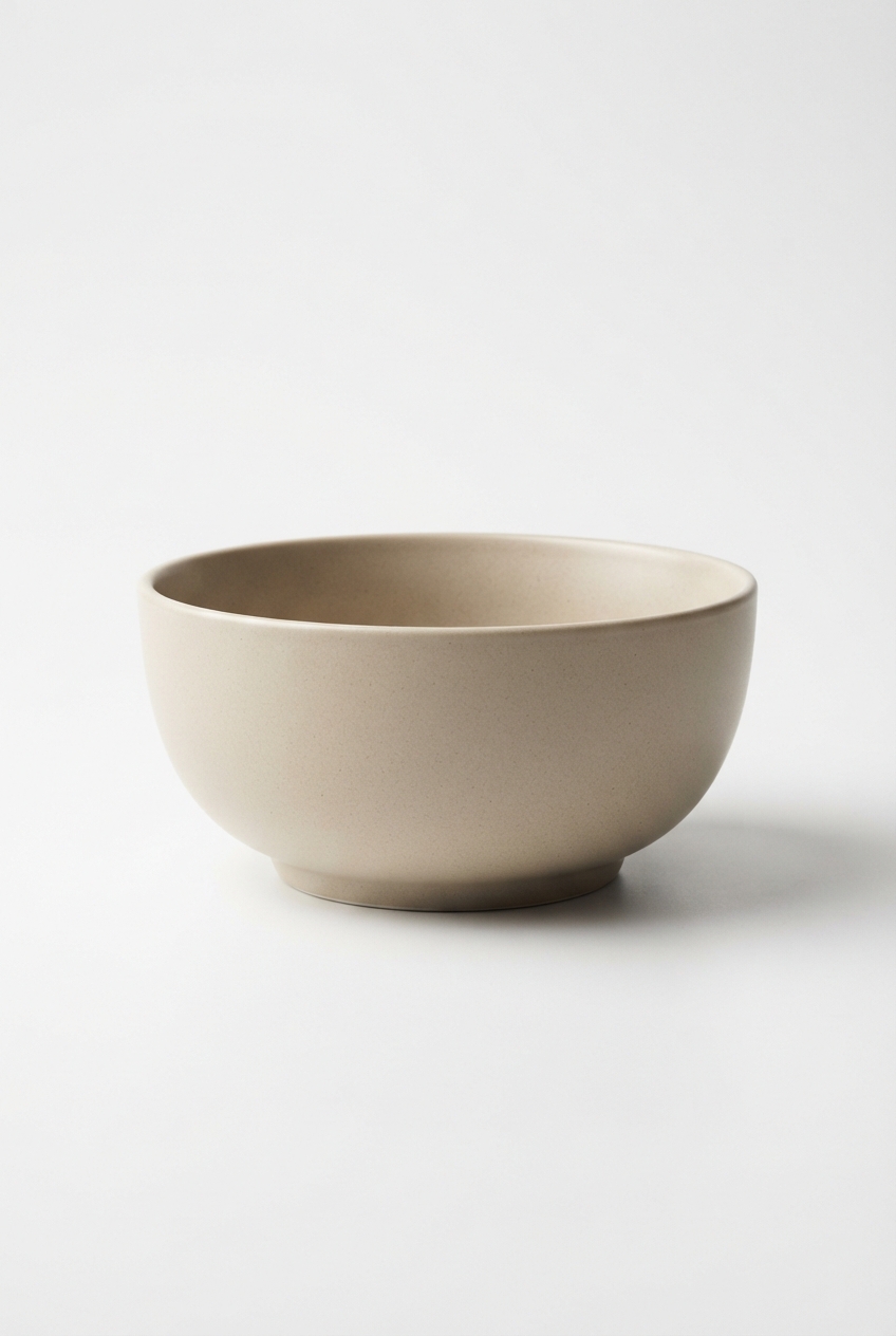 Soft ceramic soup bowl in beige color