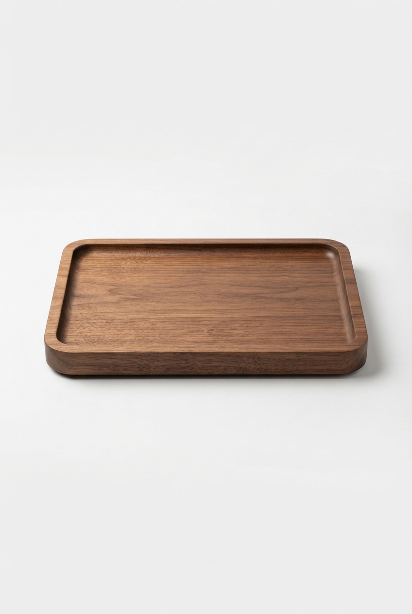 Wooden serving tray for soft tableware presentation