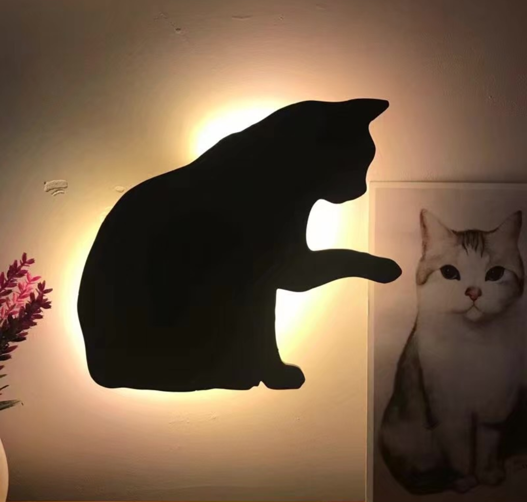 ✨ Svietiaca mačacia nástenná lampa | Jemné teplé svetlo pre útulný domov 🐱
