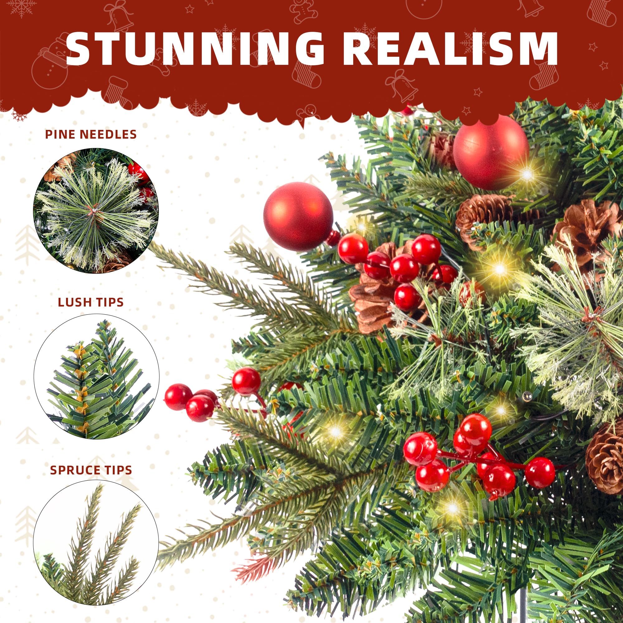 🎄Christmas Hot Sale🔥Pre-lit Artificial Christmas Tree Urn Filler💐