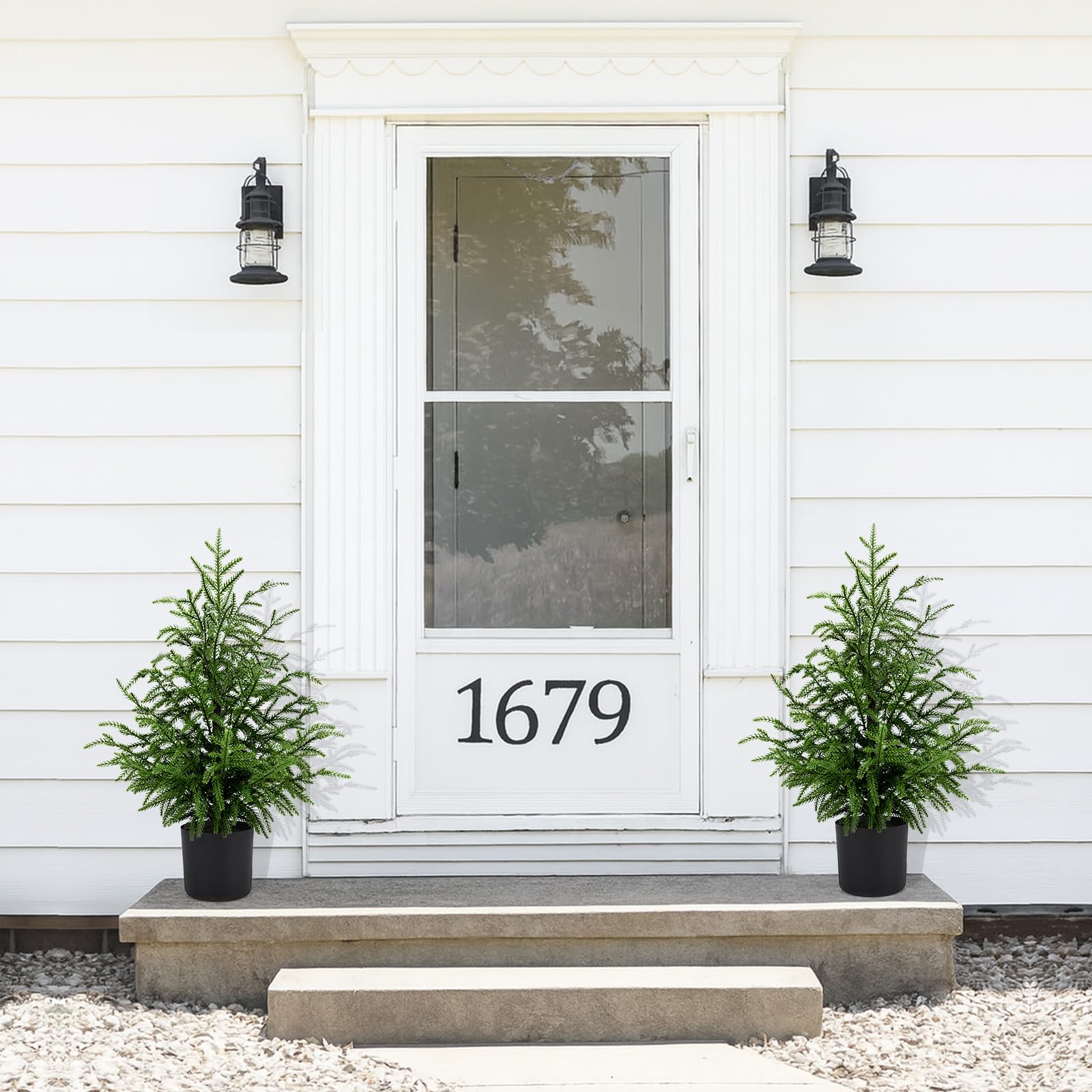 🎄Real Touch Norfolk Pine Topiary Trees for Front Porch Decor