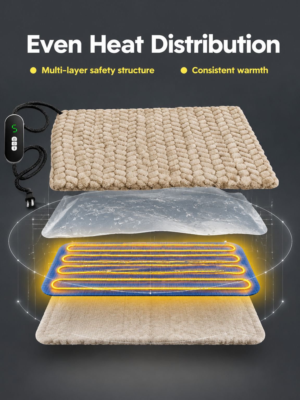 Close-up of the durable material of the Pet Thermostatic Heating Pad.