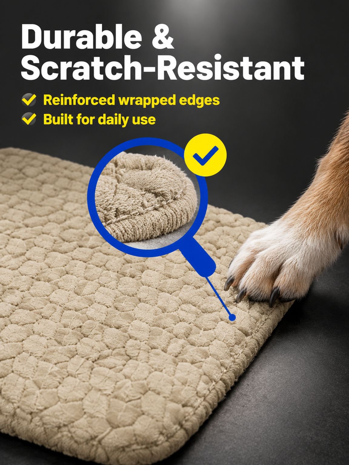 Pet Thermostatic Heating Pad with safety certification label.
