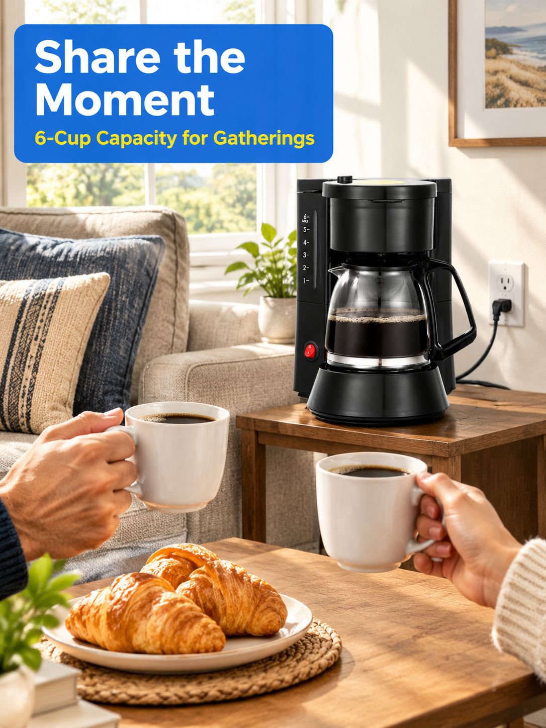 Large volume coffee maker for multiple cups of fresh coffee