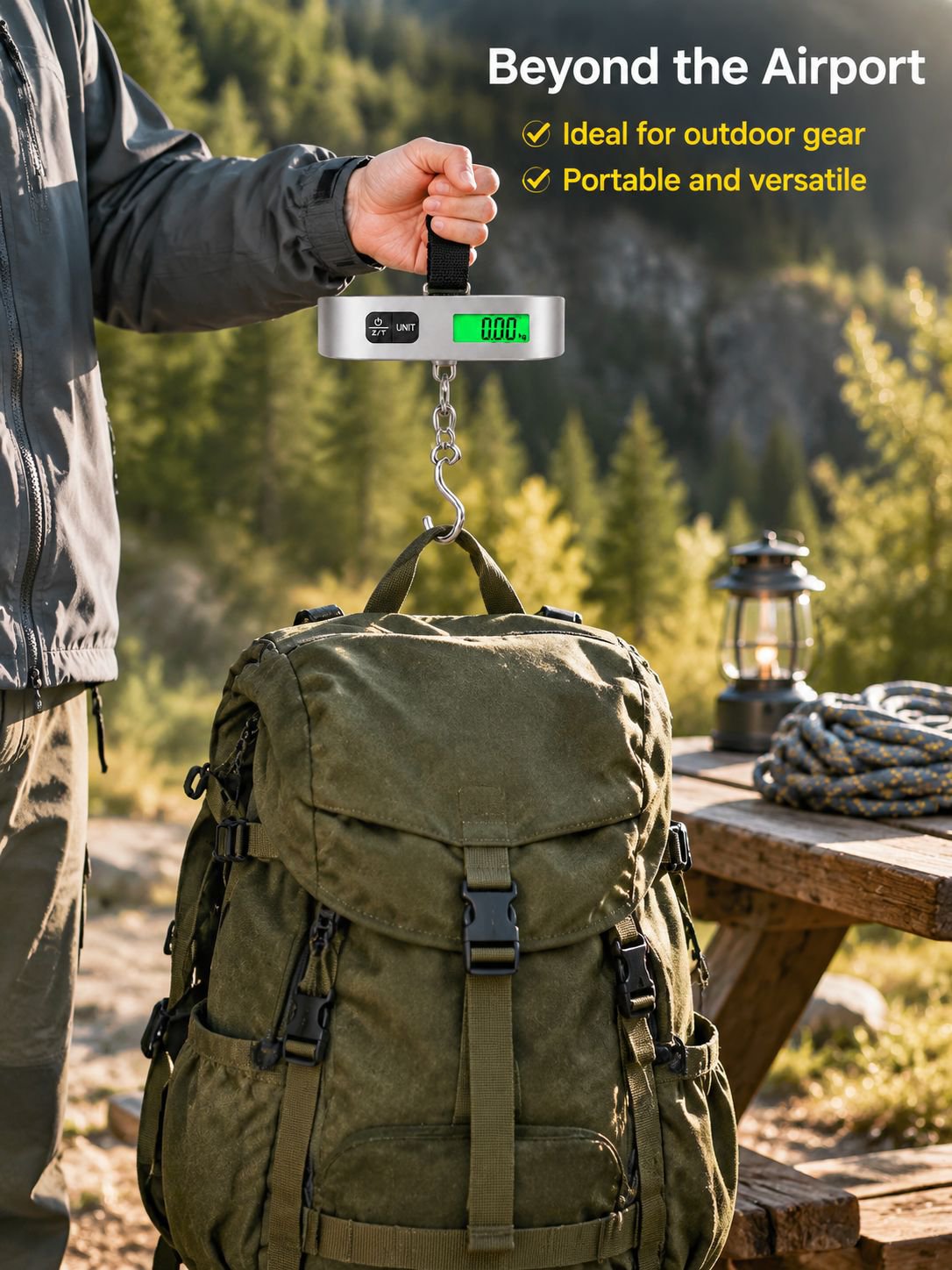 Portable spring scale suitable for home, office, or outdoor use