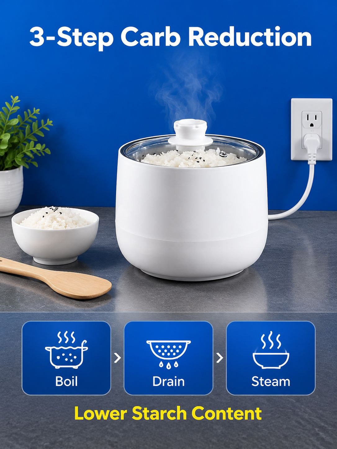 Small low sugar rice cooker with rice soup separation function