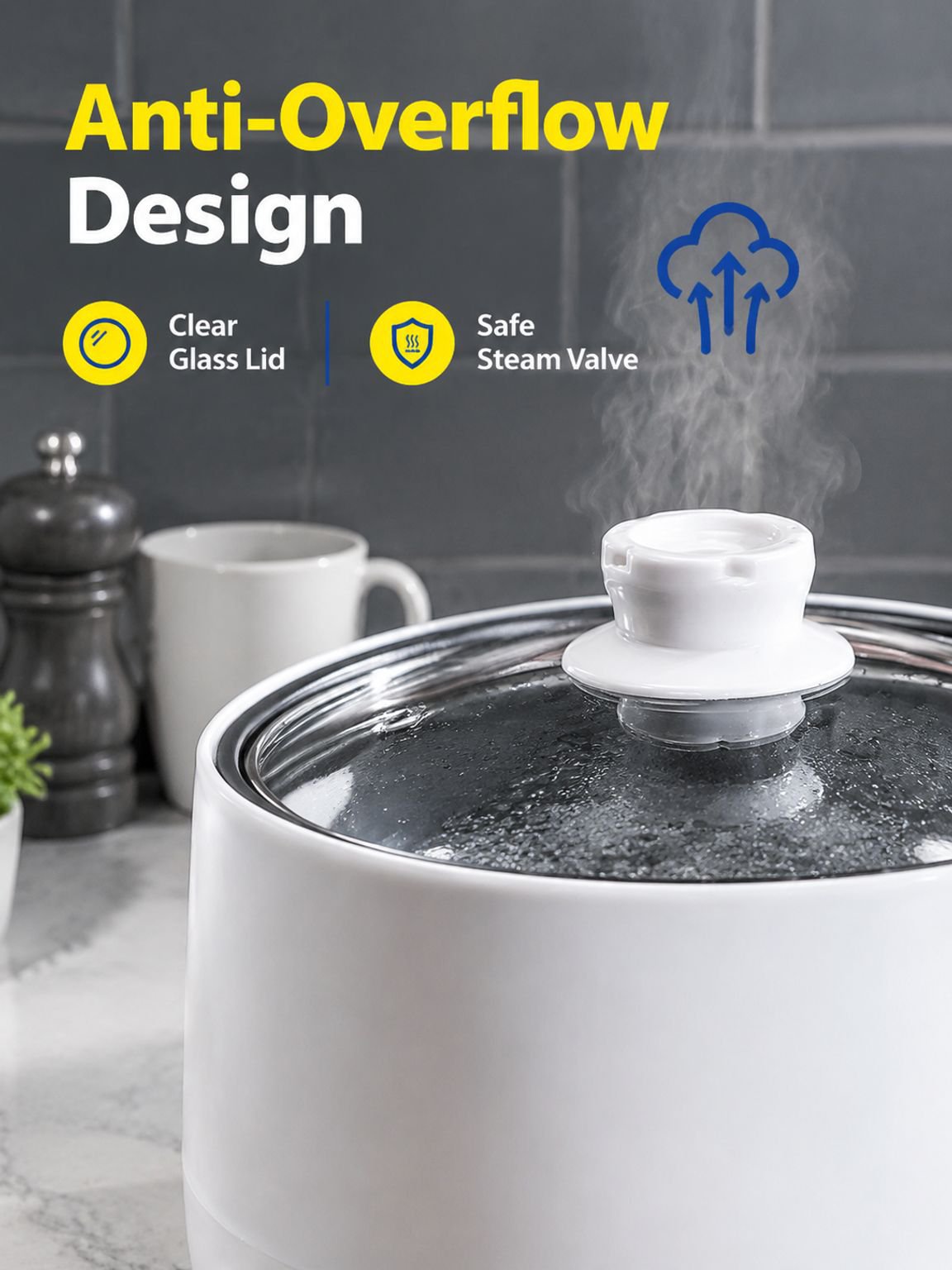 Rice cooker showing rice soup separation process