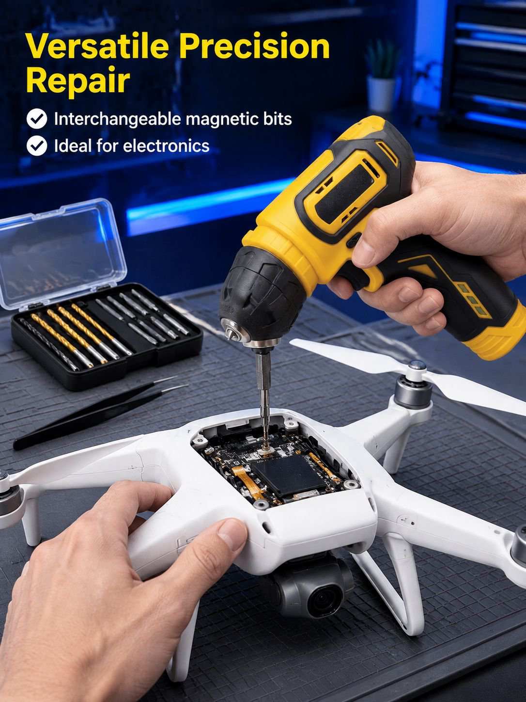 Lightweight and portable electric screwdriver for household tasks