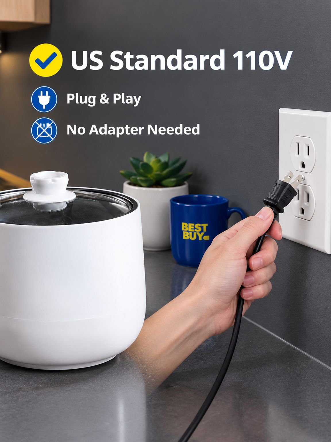 Small electric rice cooker with easy operation features