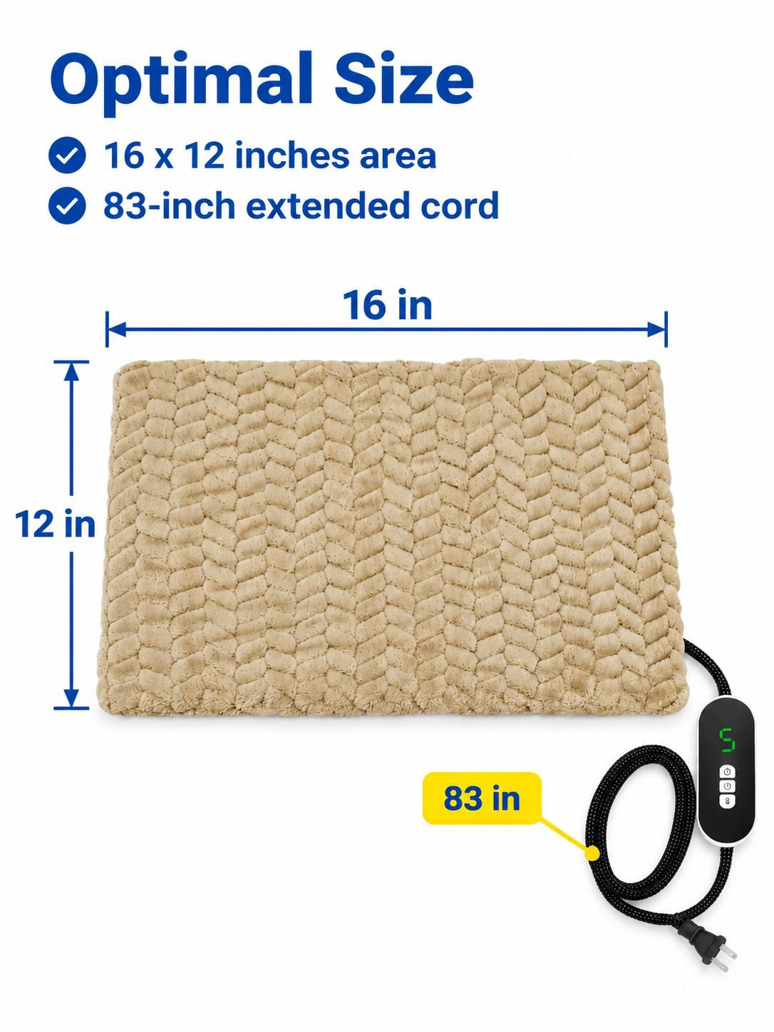 Slim and lightweight design of the Pet Thermostatic Heating Pad.