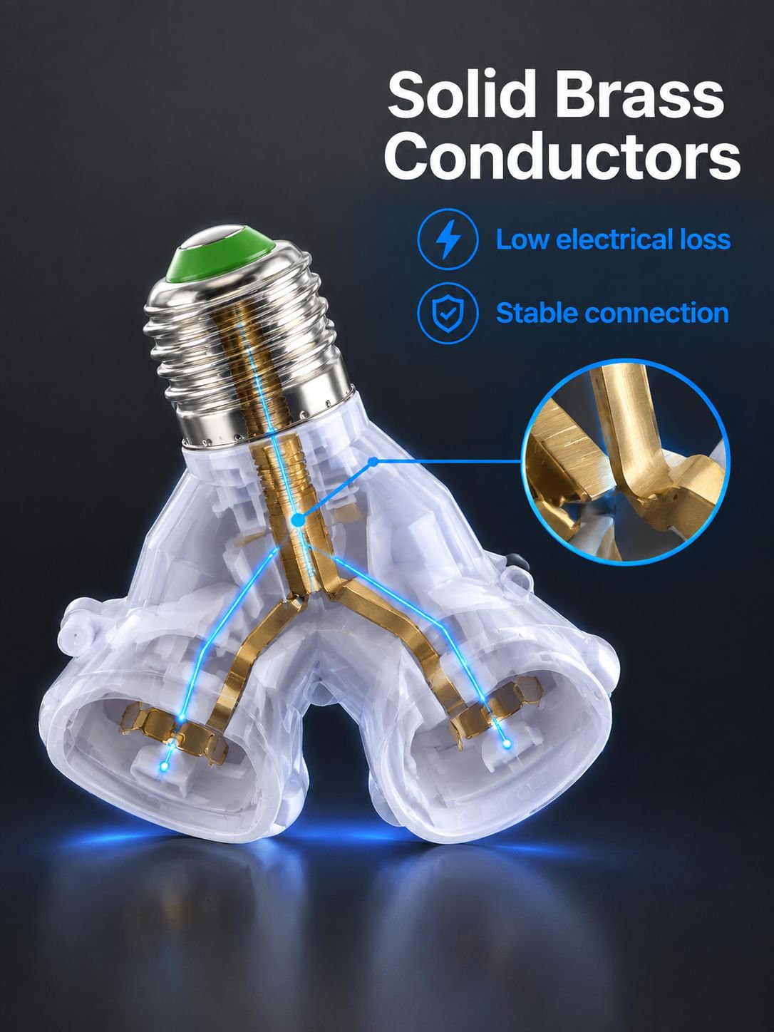 LED bulb splitter adapter with extended design for ceiling light applications