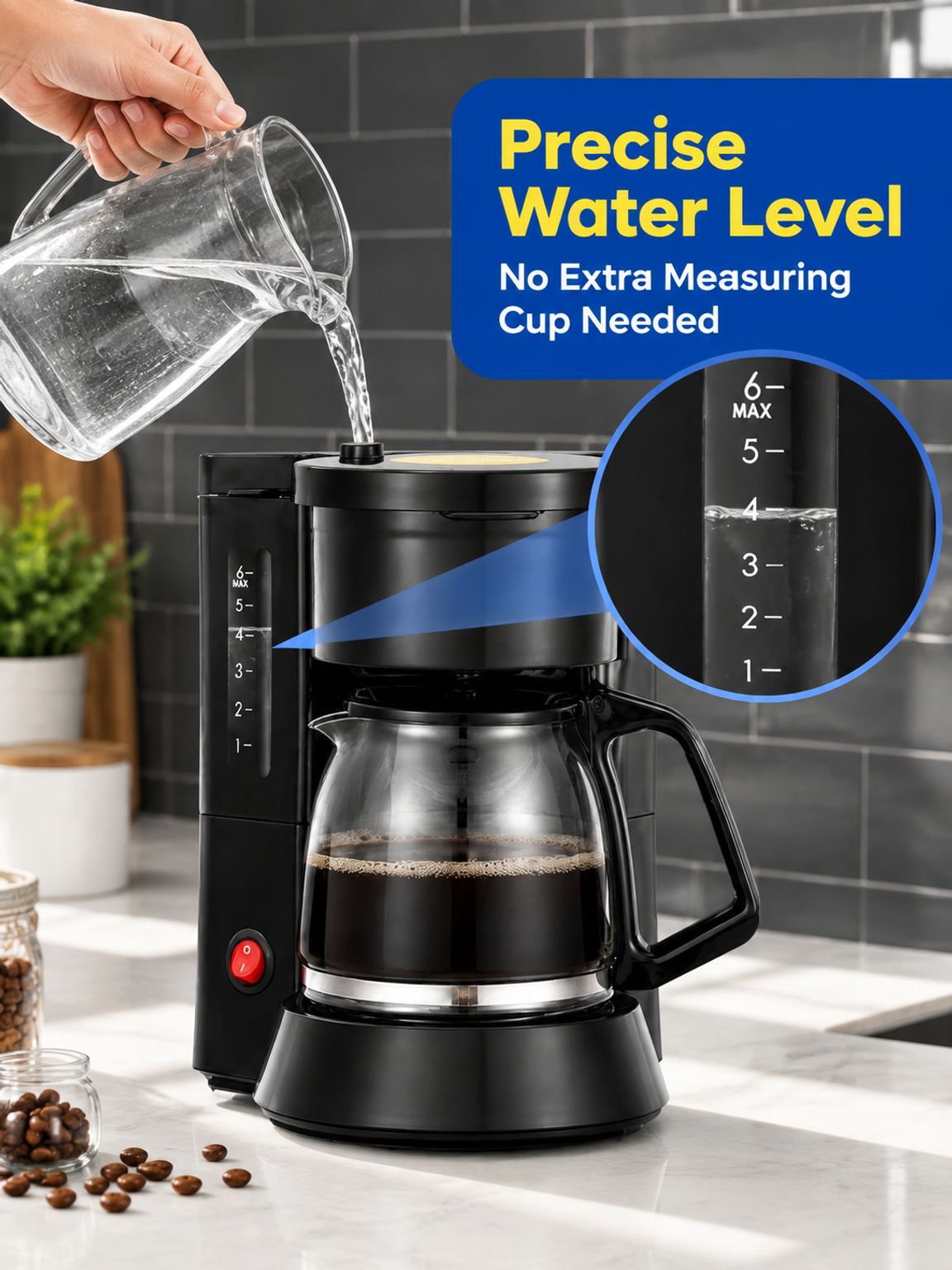 Programmable drip coffee maker with large coffee pot