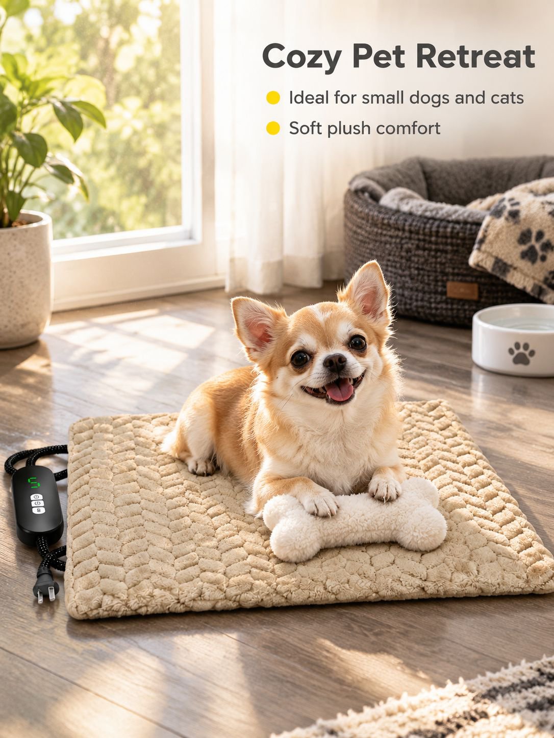 Convenient washable cover of the Pet Thermostatic Heating Pad for easy cleaning.
