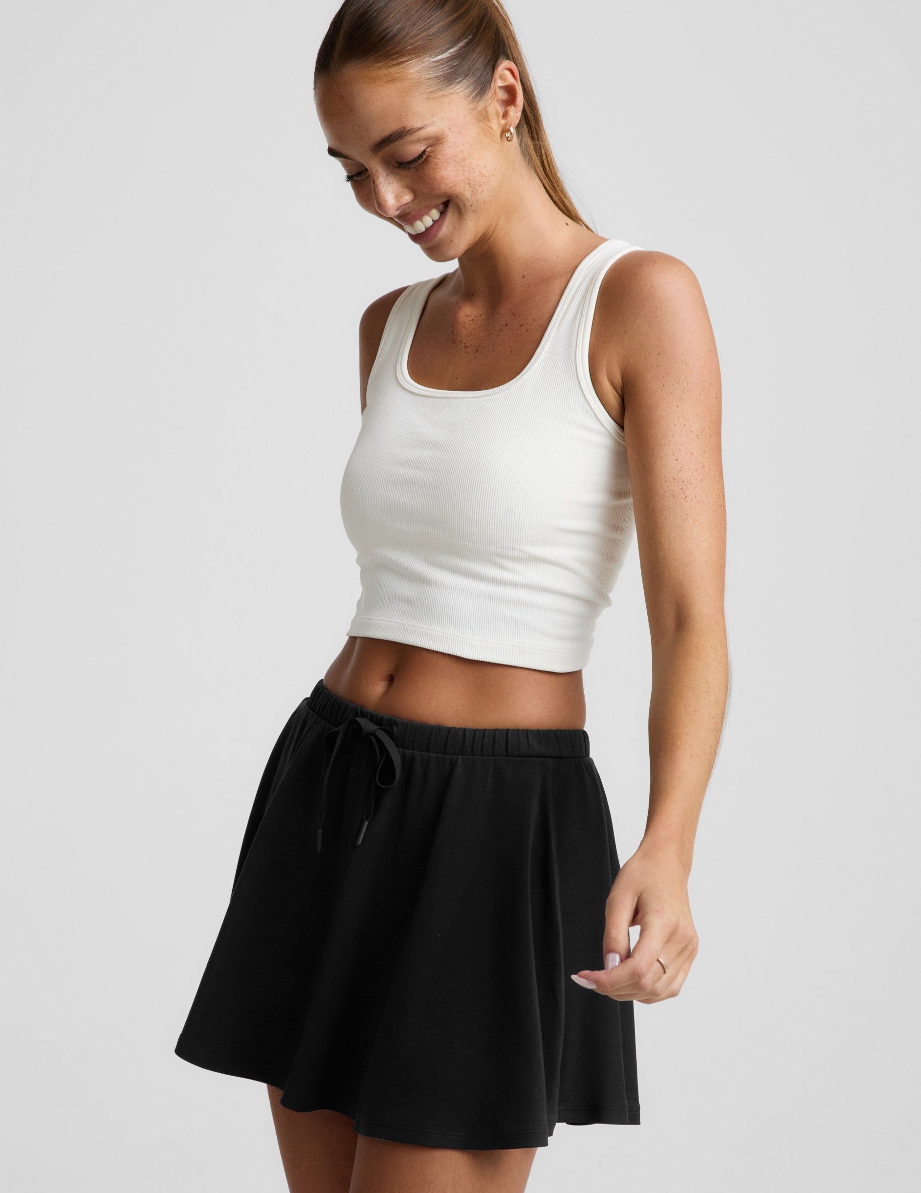 Sport Active Drawcord Mini Skirt - Black