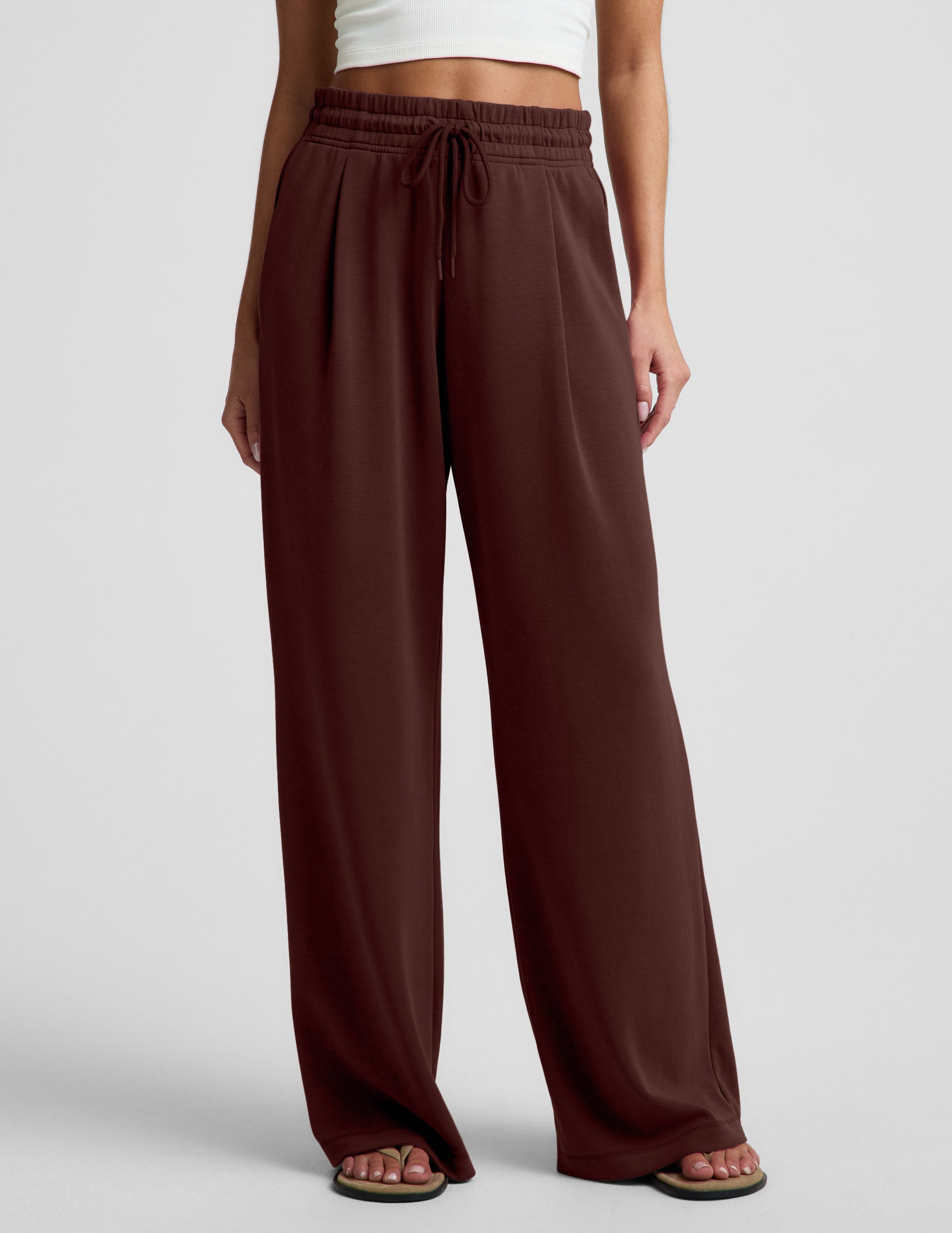 Luxe Sandwash Double Knit Wide Leg Pant - Iced Mocha