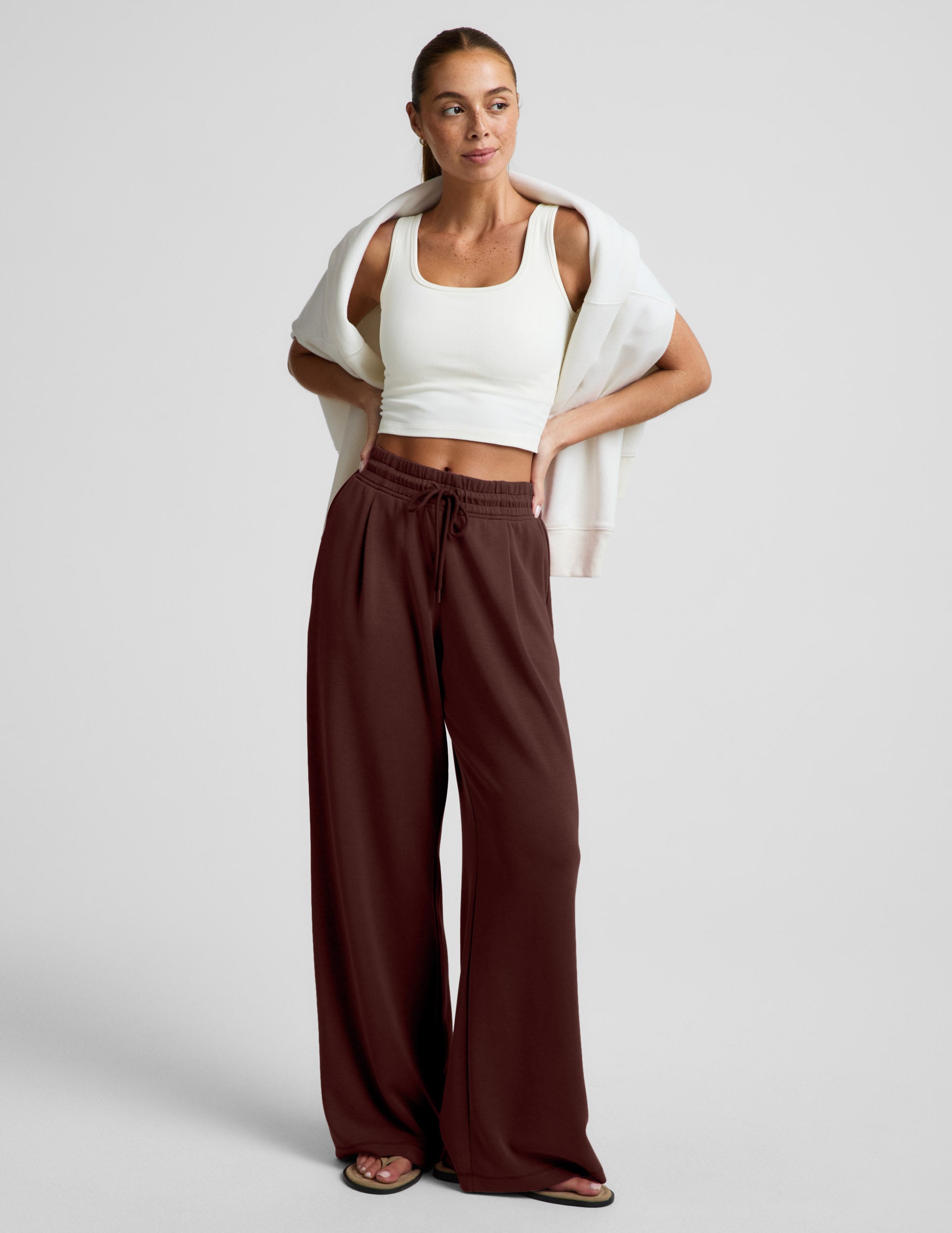 Luxe Sandwash Double Knit Wide Leg Pant - Iced Mocha