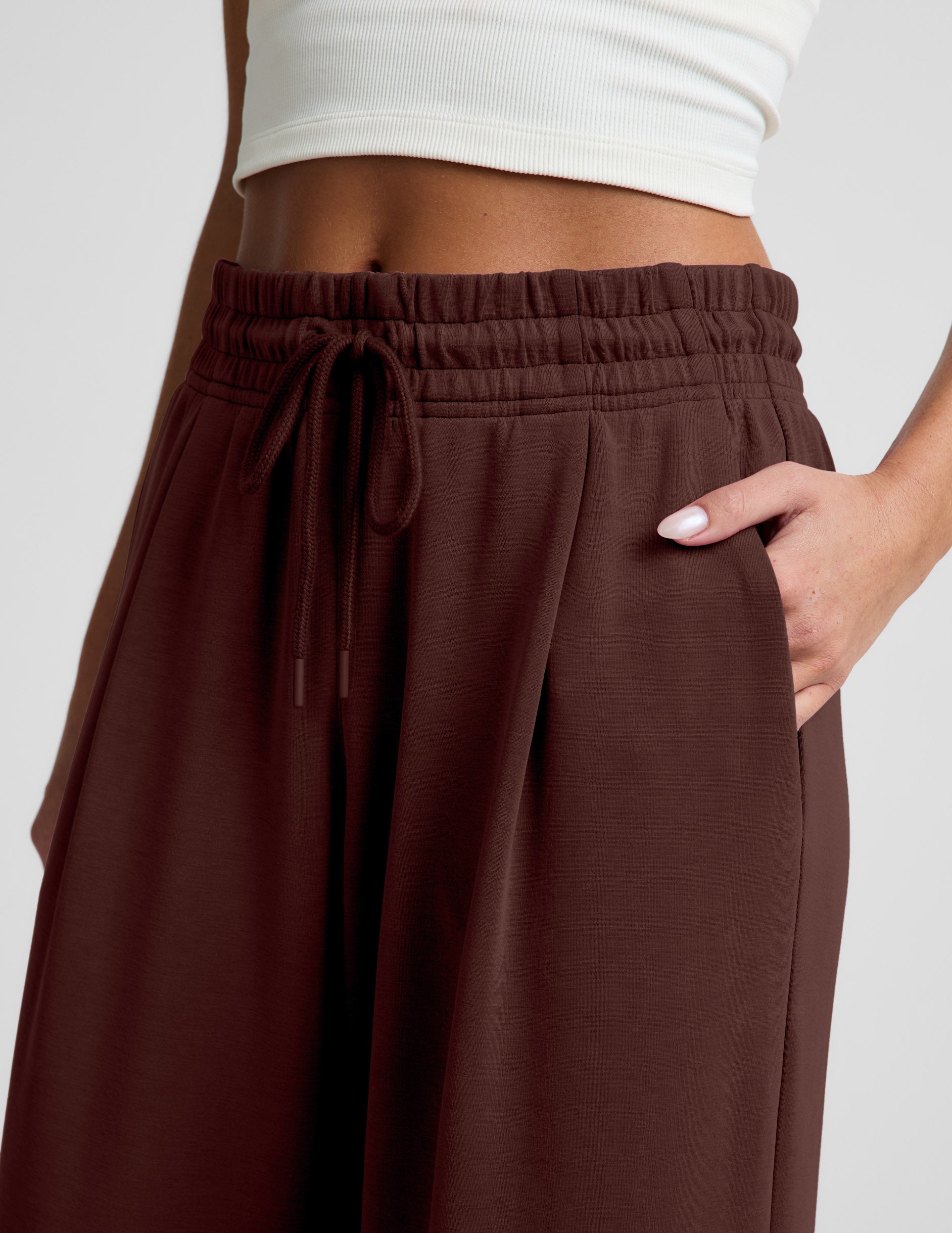 Luxe Sandwash Double Knit Wide Leg Pant - Iced Mocha