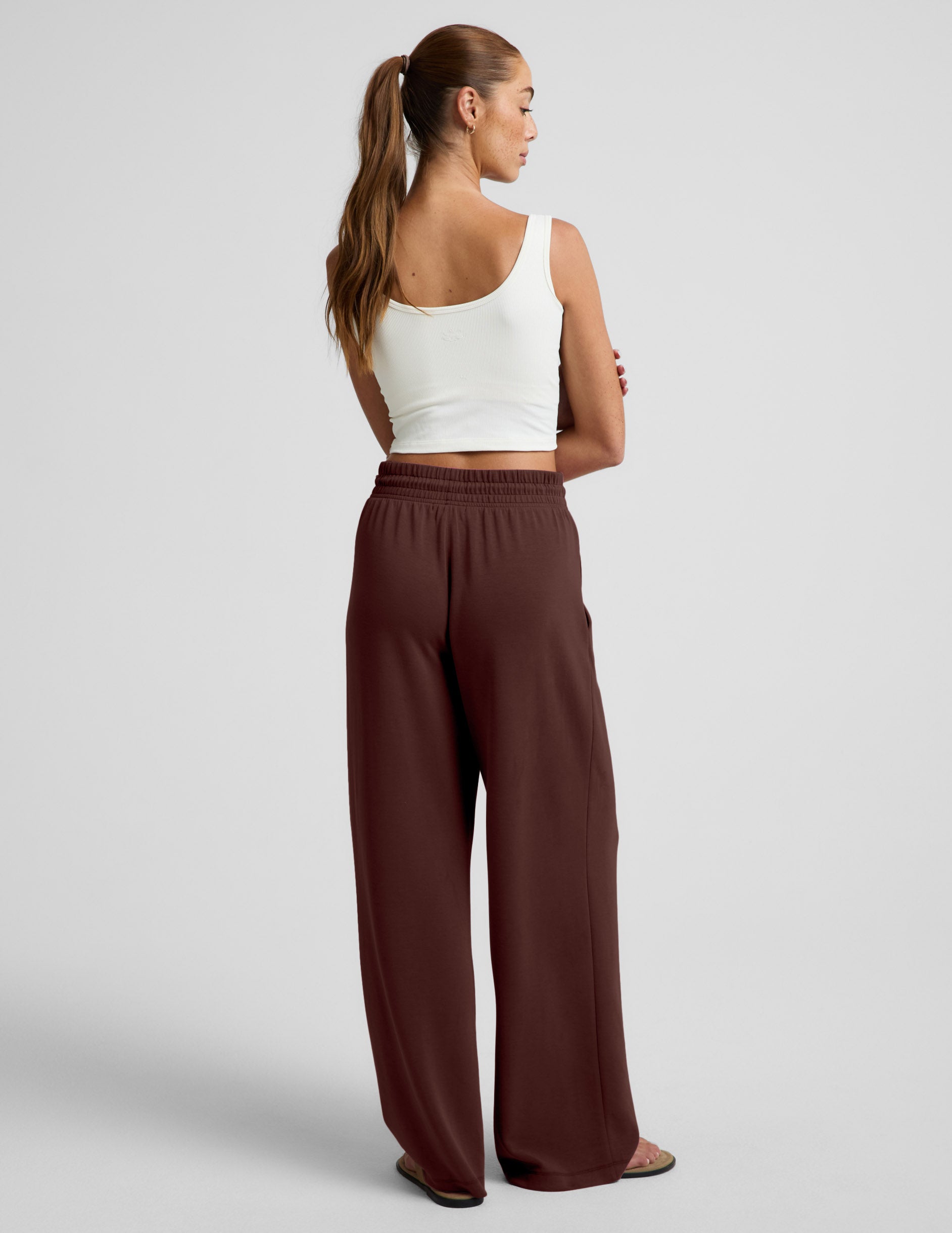Luxe Sandwash Double Knit Wide Leg Pant - Iced Mocha