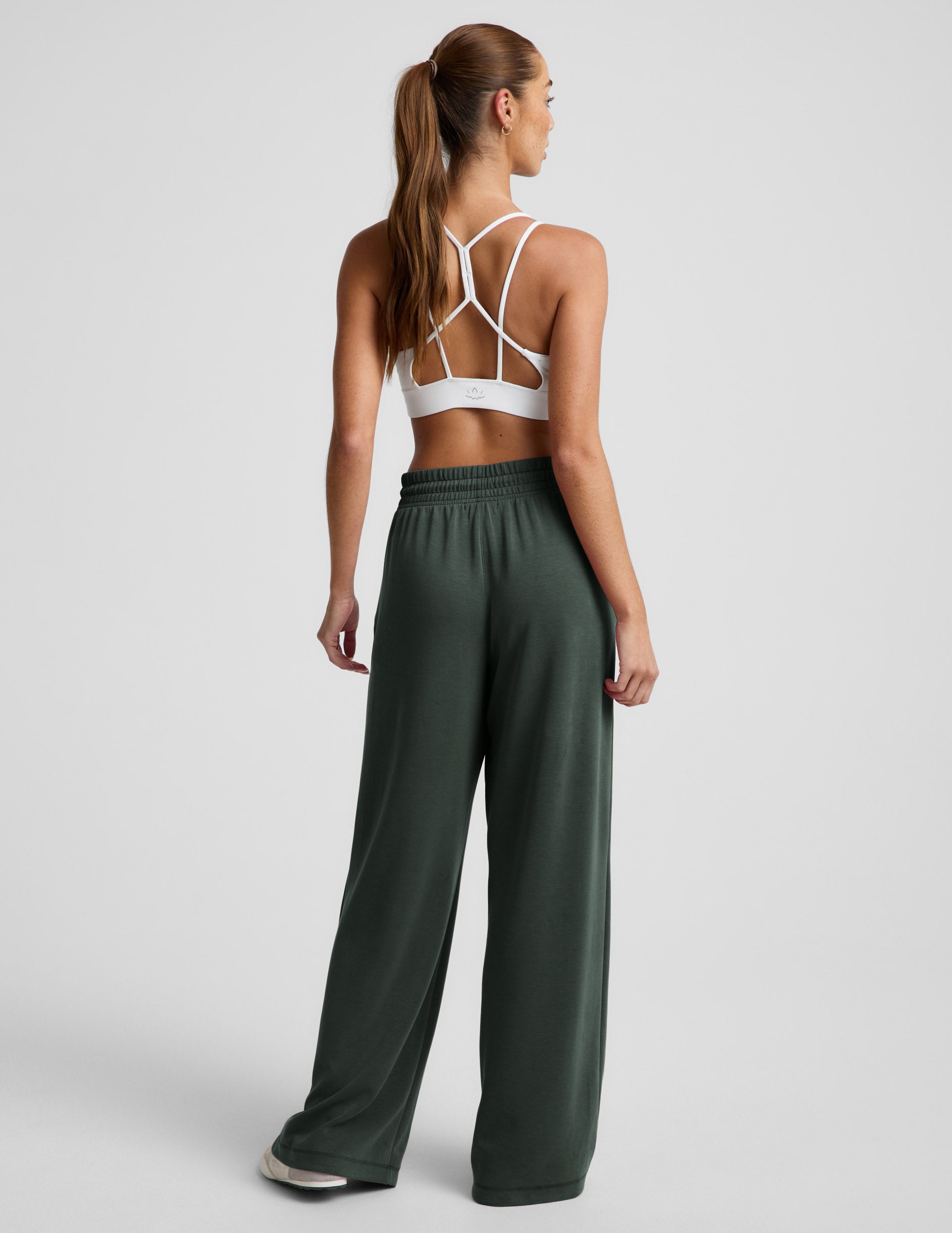 Luxe Sandwash Double Knit Wide Leg Pant - Slate Green