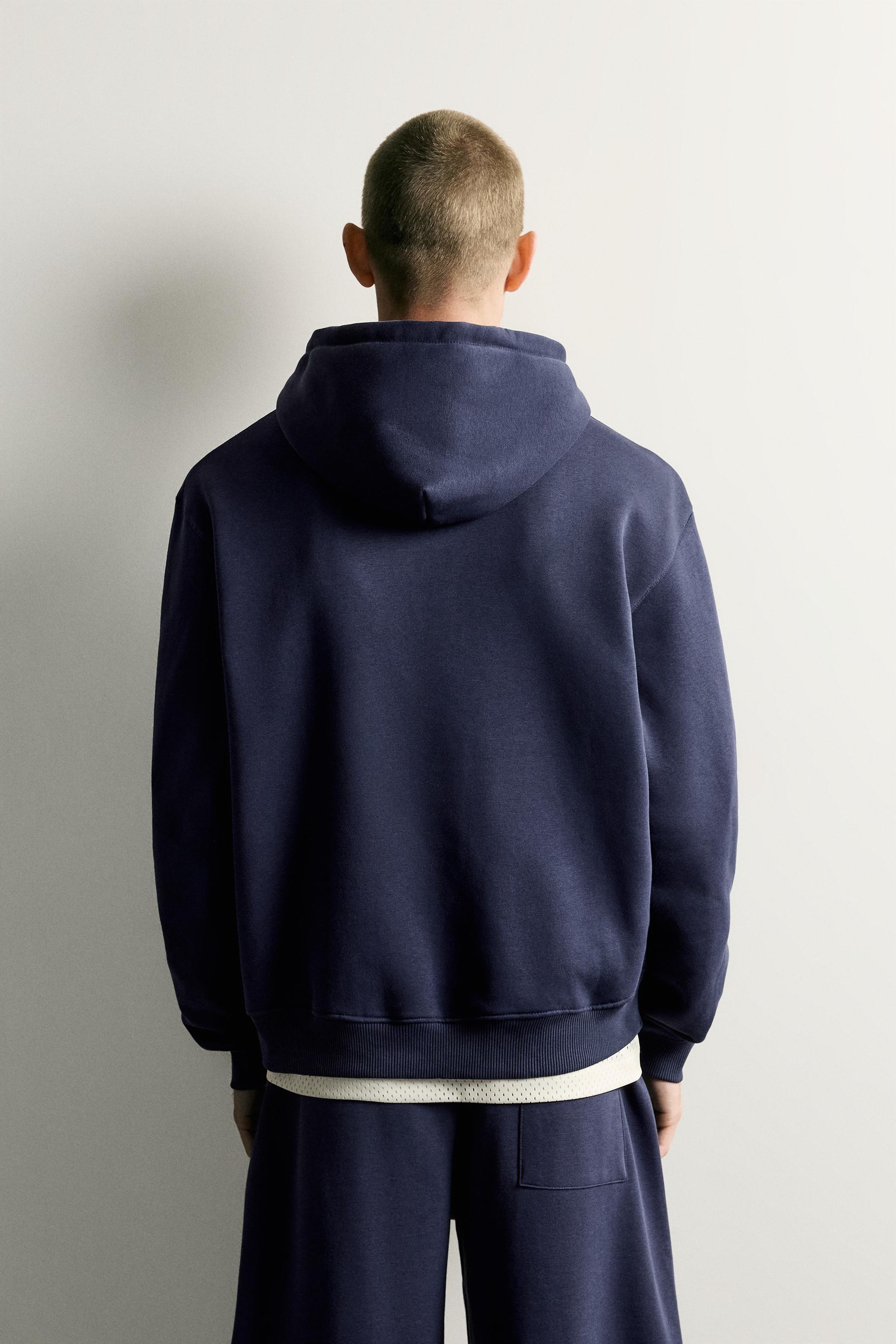 BASIC RELAXED-FIT HOODIE - Navy blue