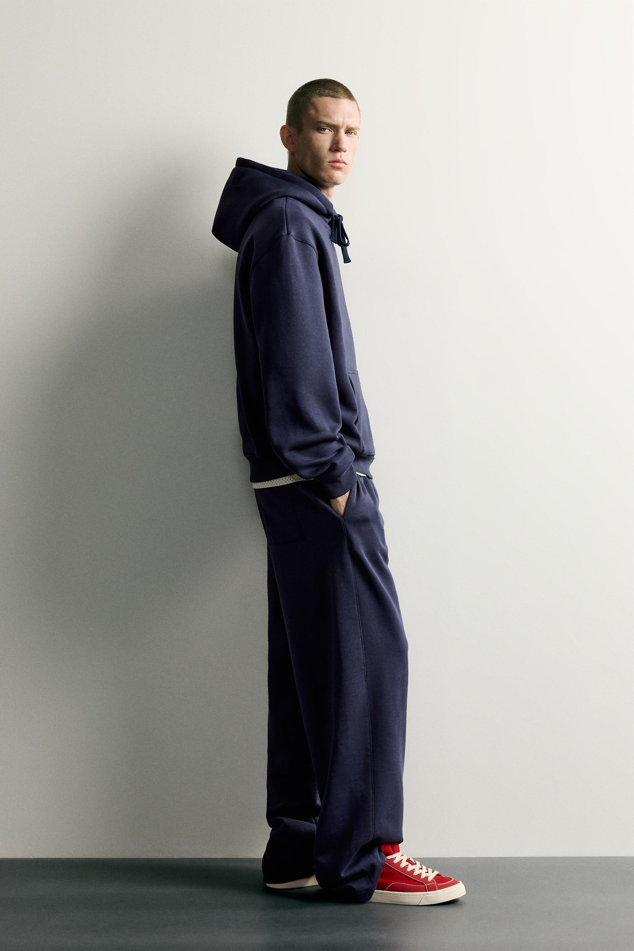 BASIC RELAXED-FIT HOODIE - Navy blue