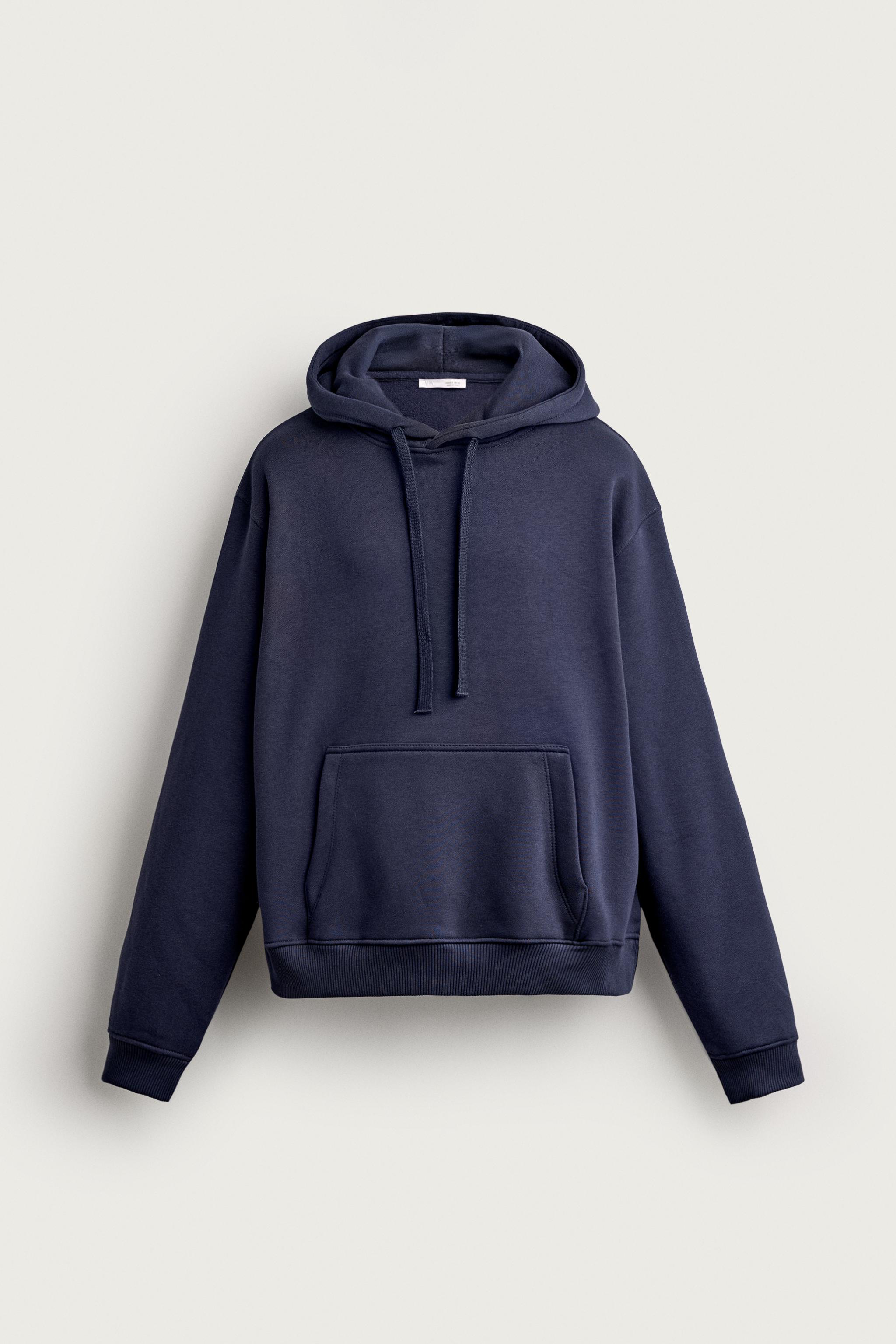 BASIC RELAXED-FIT HOODIE - Navy blue