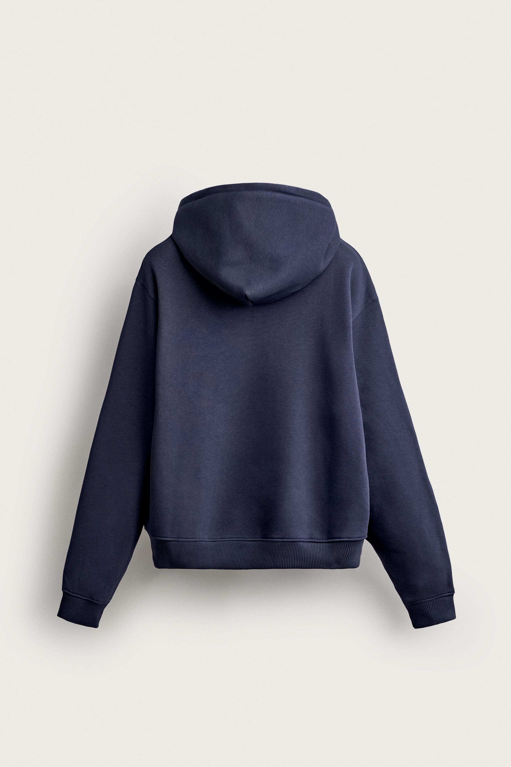 BASIC RELAXED-FIT HOODIE - Navy blue
