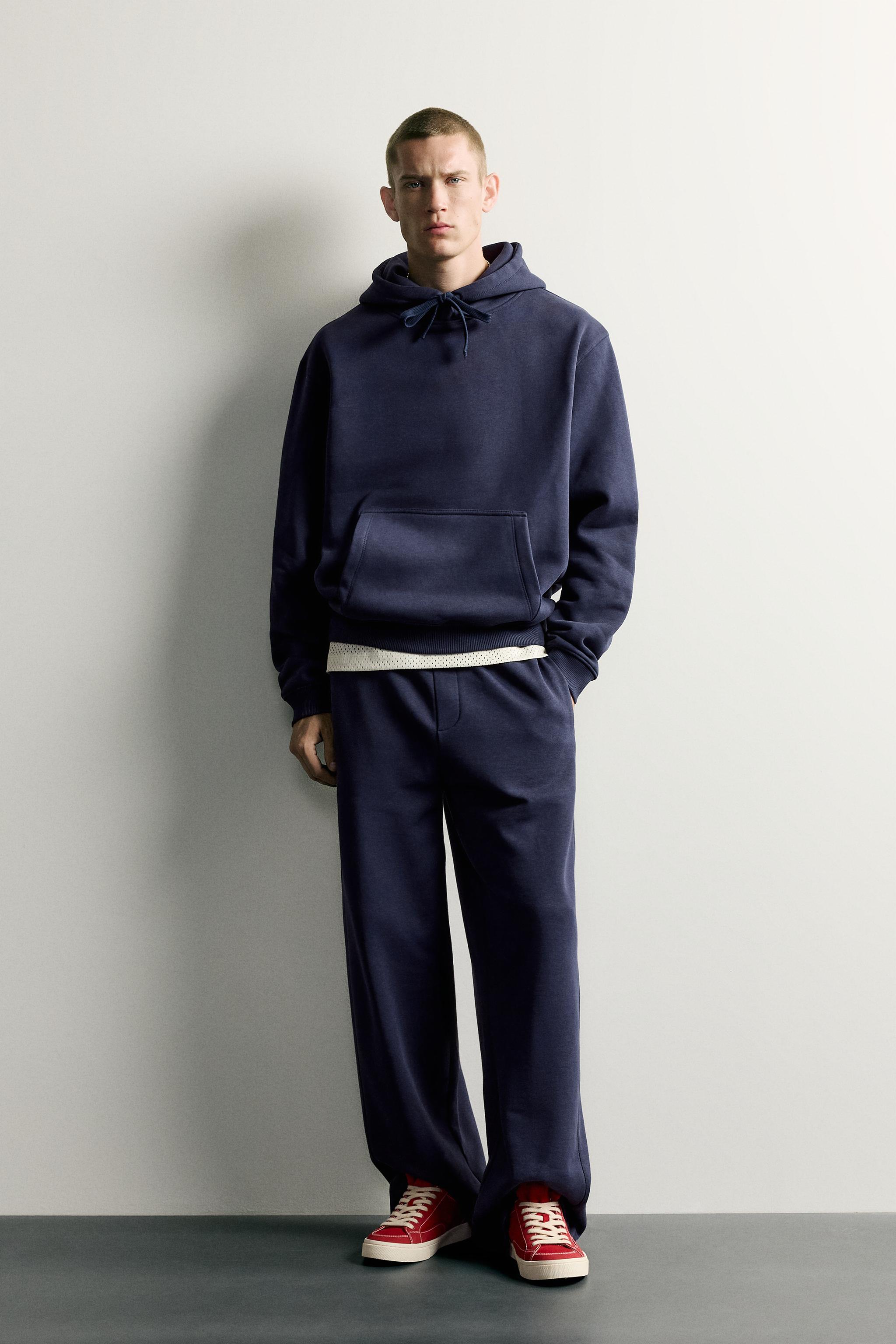 BASIC RELAXED-FIT HOODIE - Navy blue