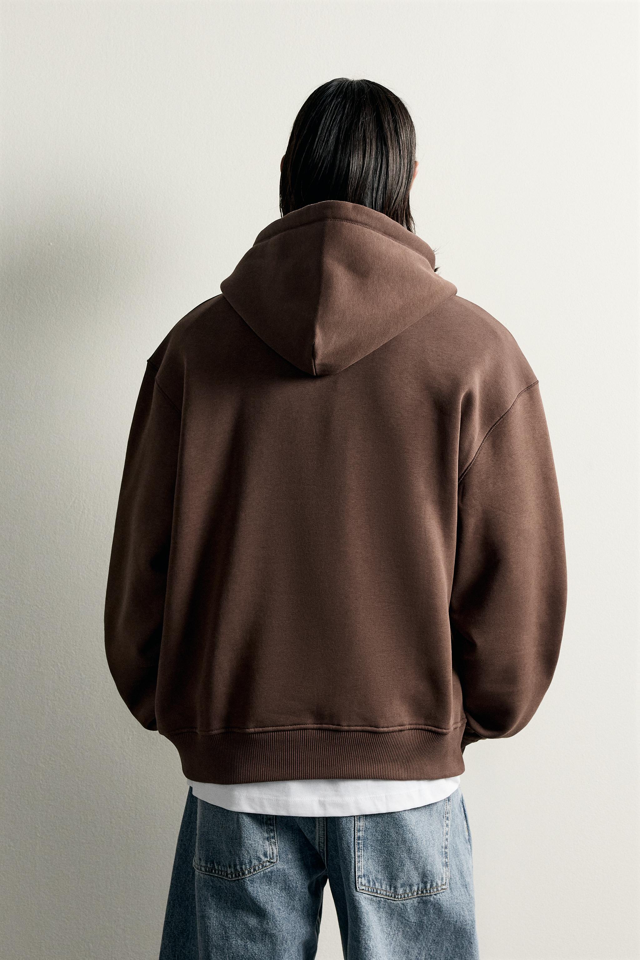 BASIC RELAXED-FIT HOODIE - Brown