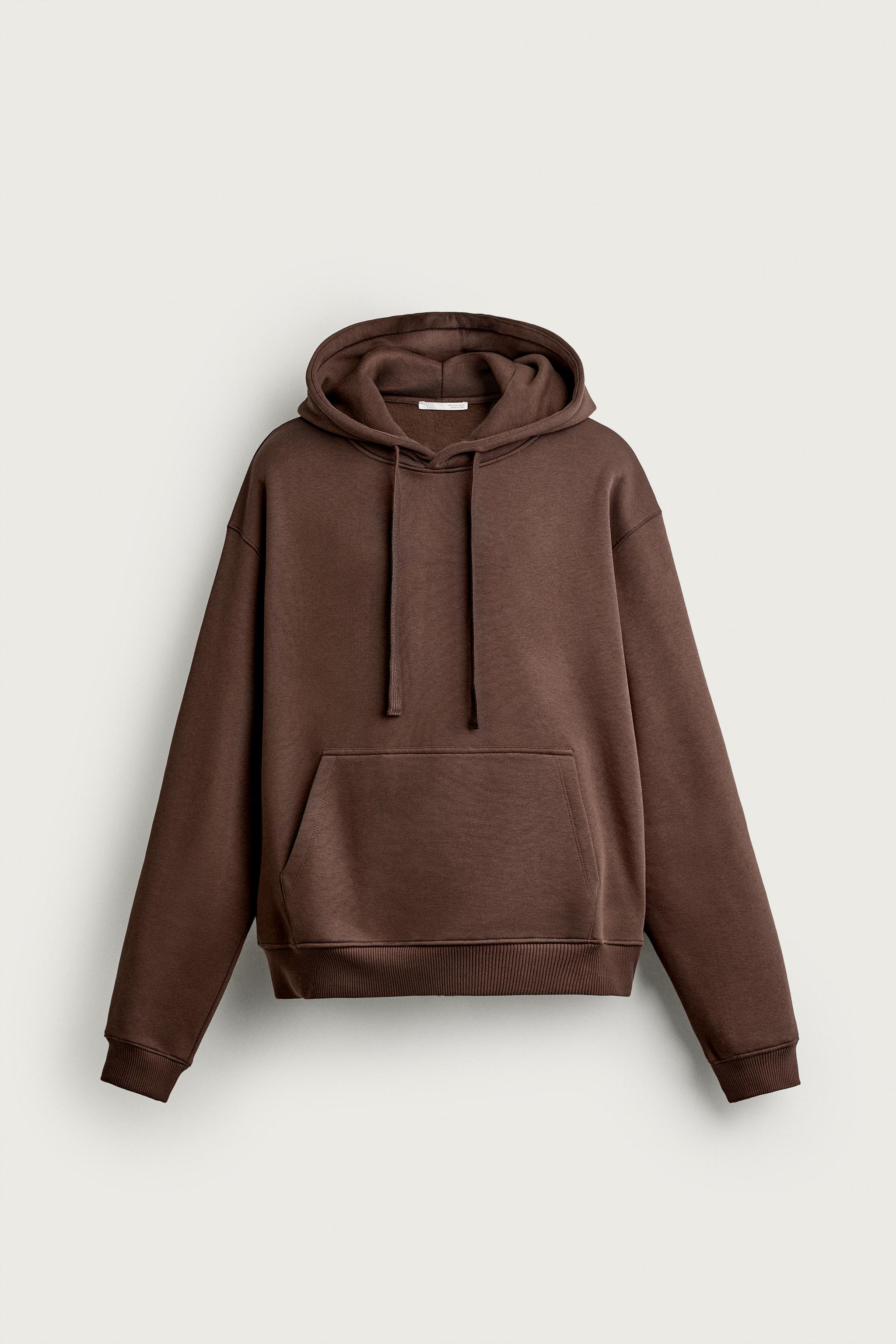 BASIC RELAXED-FIT HOODIE - Brown