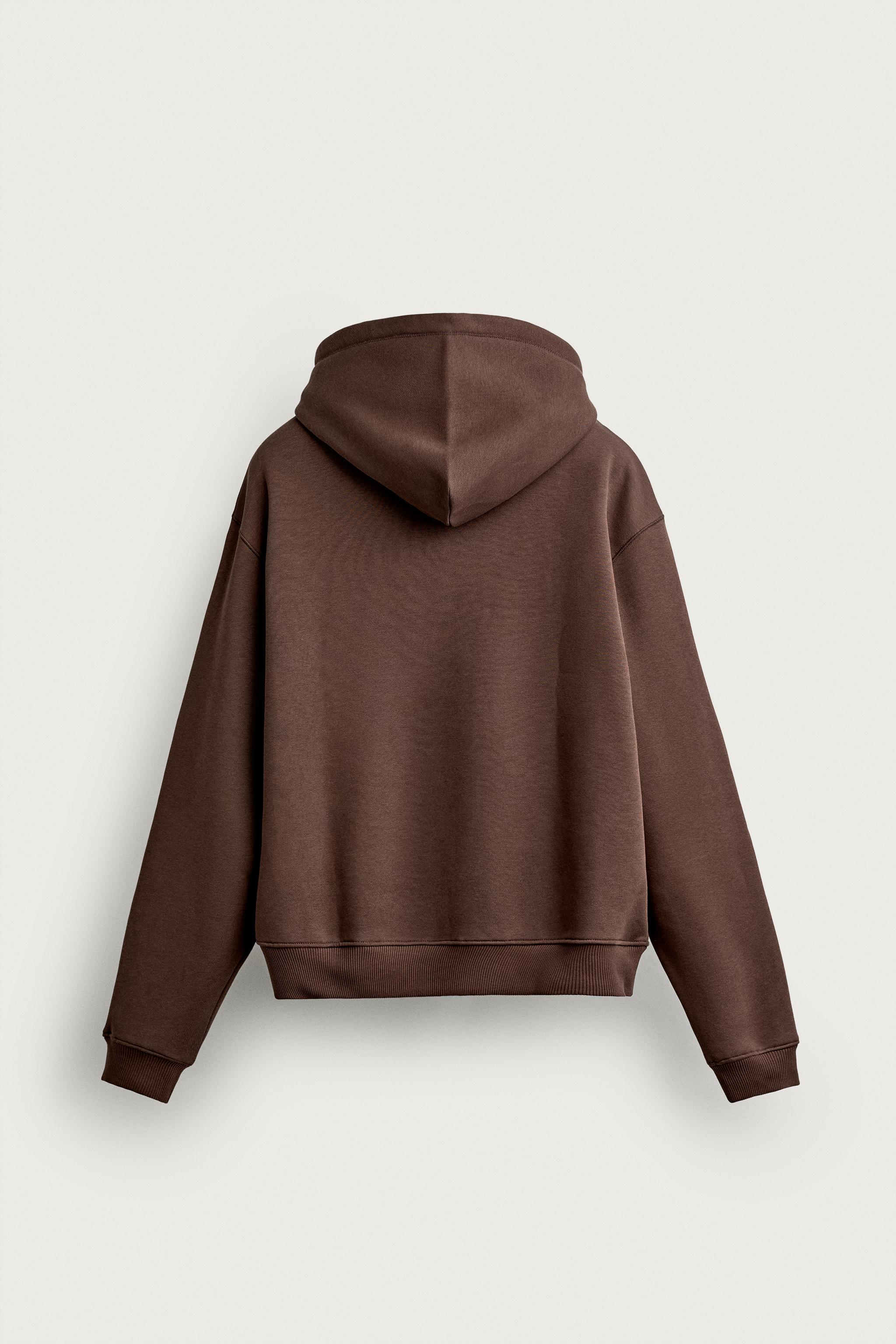 BASIC RELAXED-FIT HOODIE - Brown