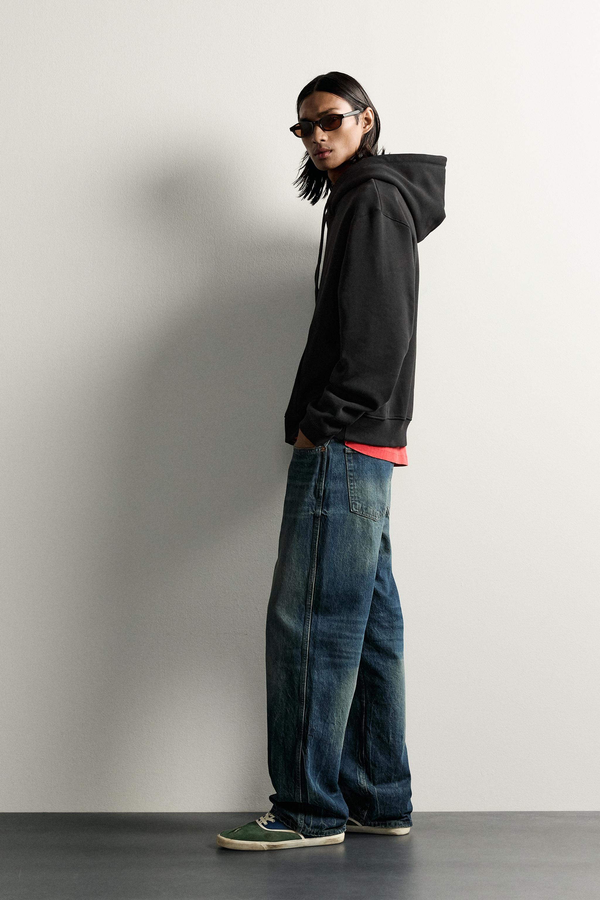 BASIC RELAXED-FIT HOODIE - Black