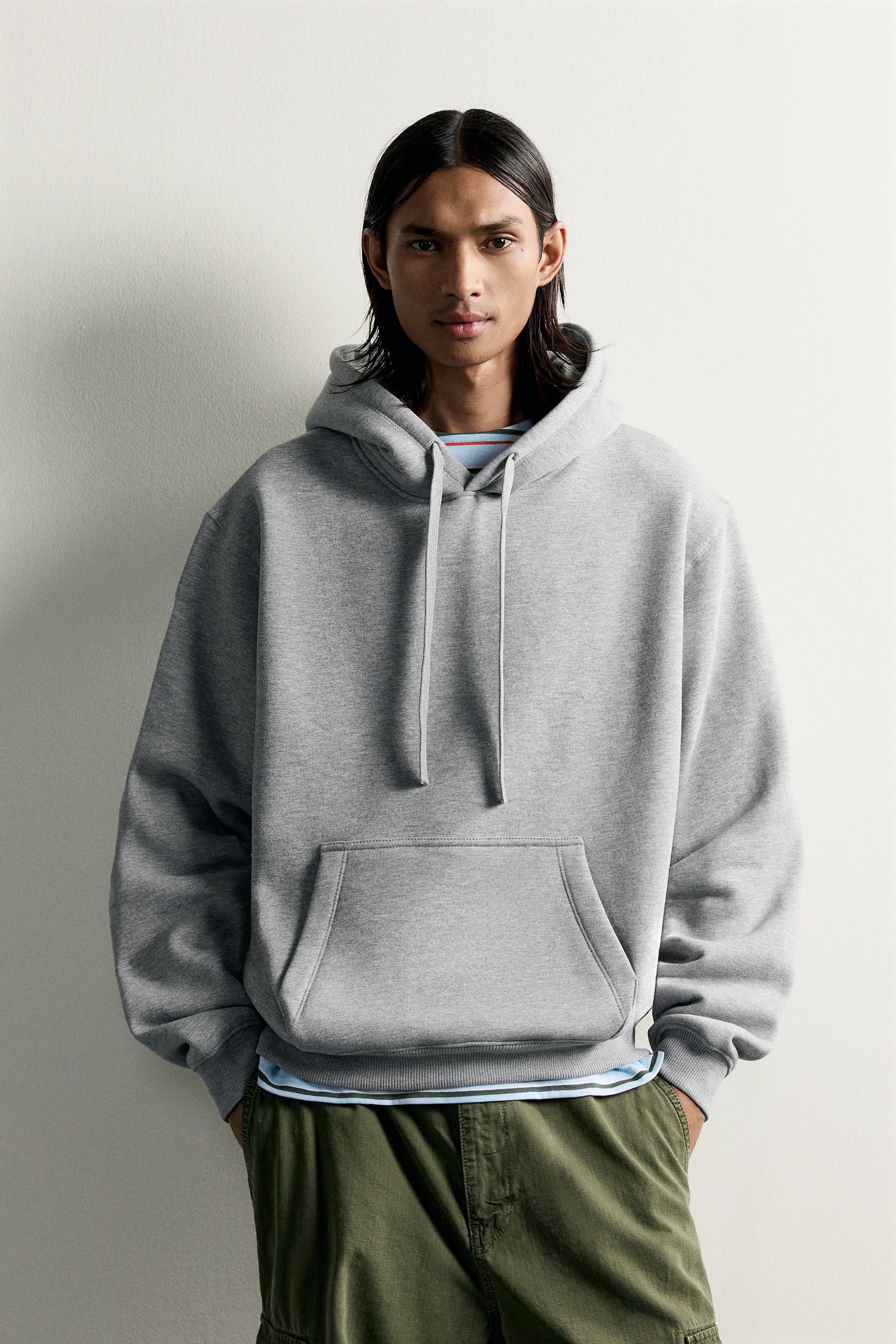 BASIC RELAXED-FIT HOODIE - Gray marl