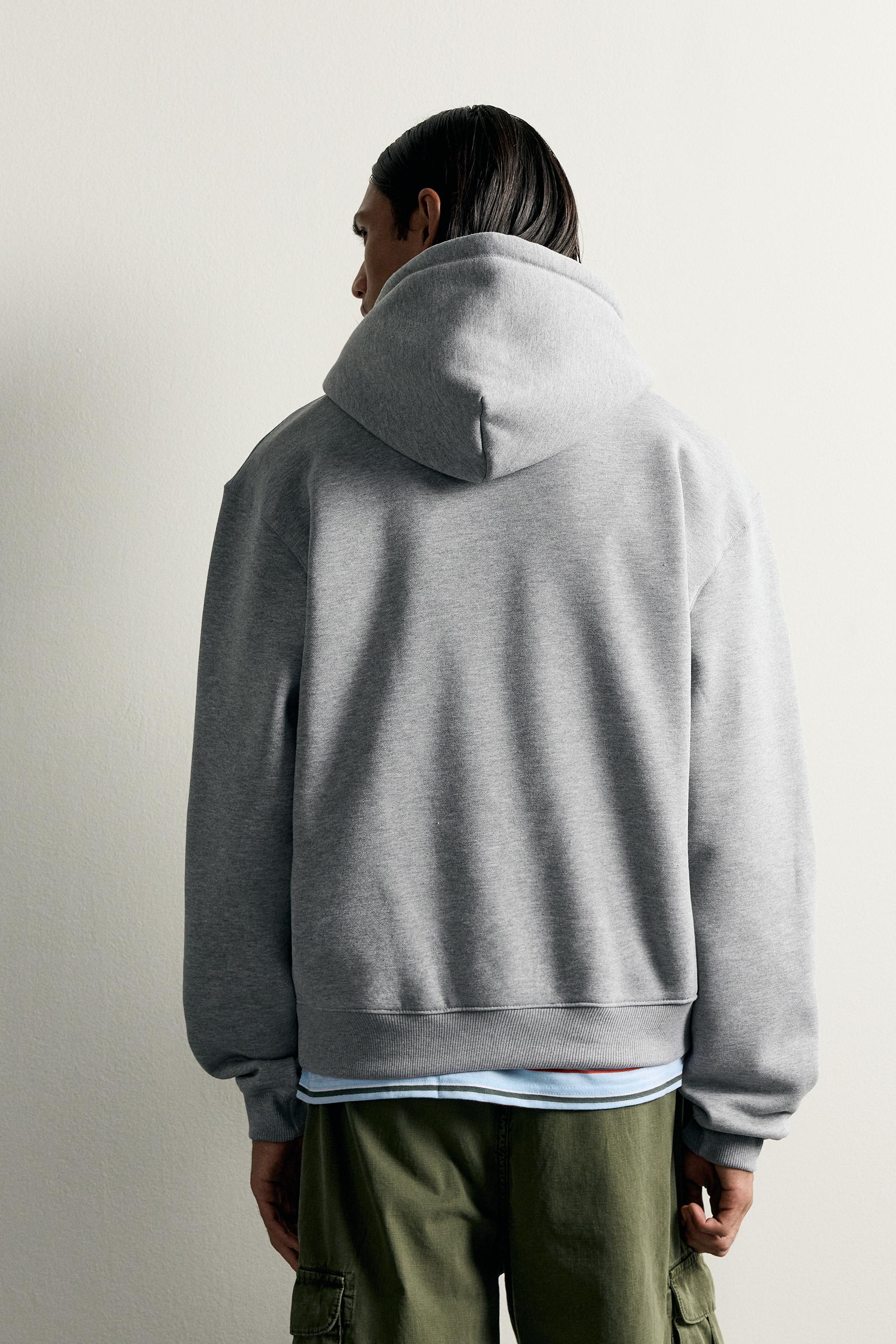BASIC RELAXED-FIT HOODIE - Gray marl