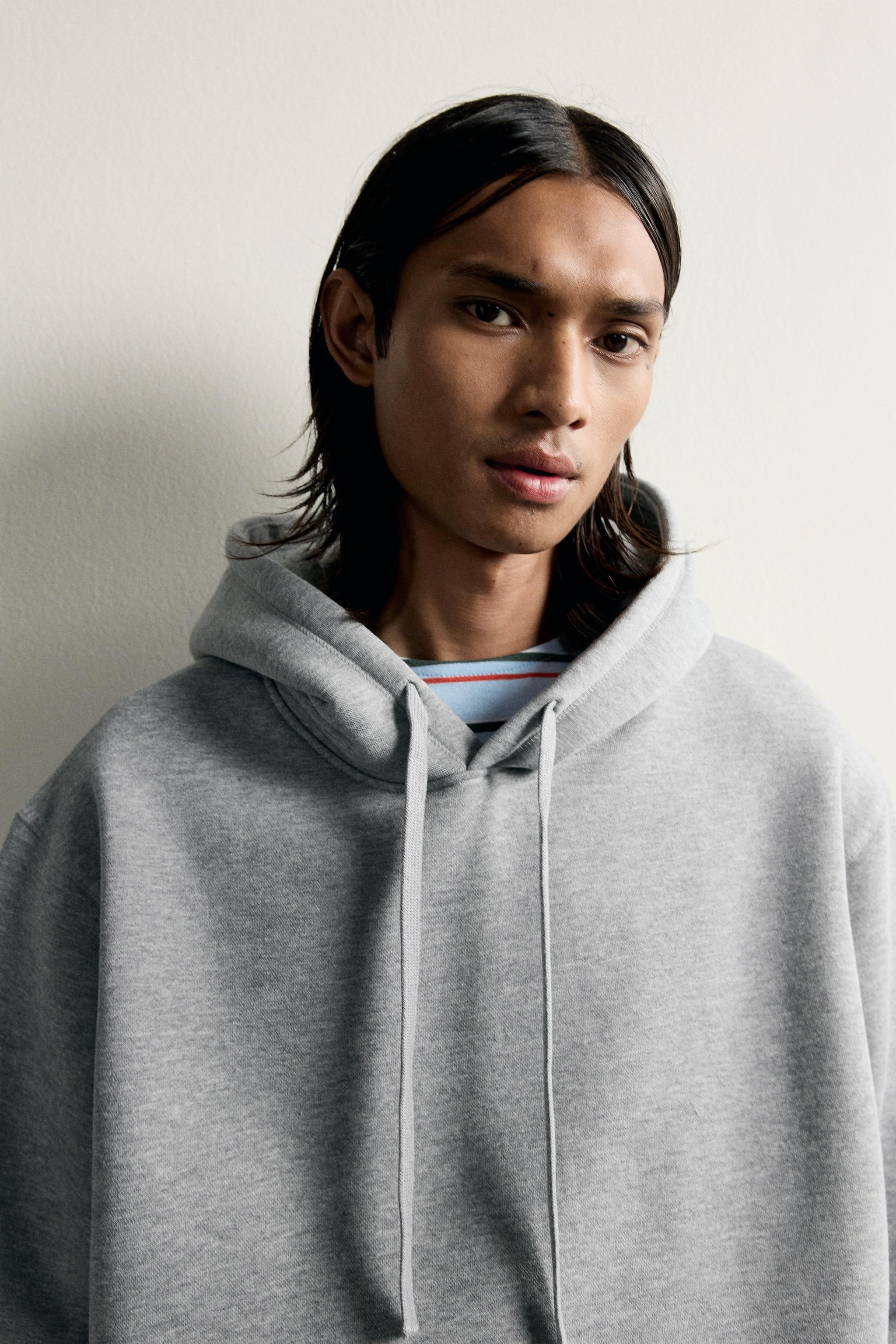 BASIC RELAXED-FIT HOODIE - Gray marl