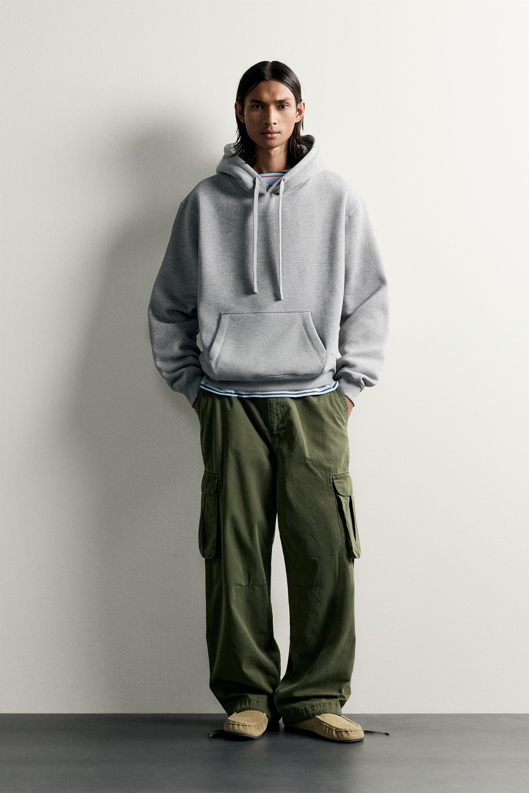 BASIC RELAXED-FIT HOODIE - Gray marl