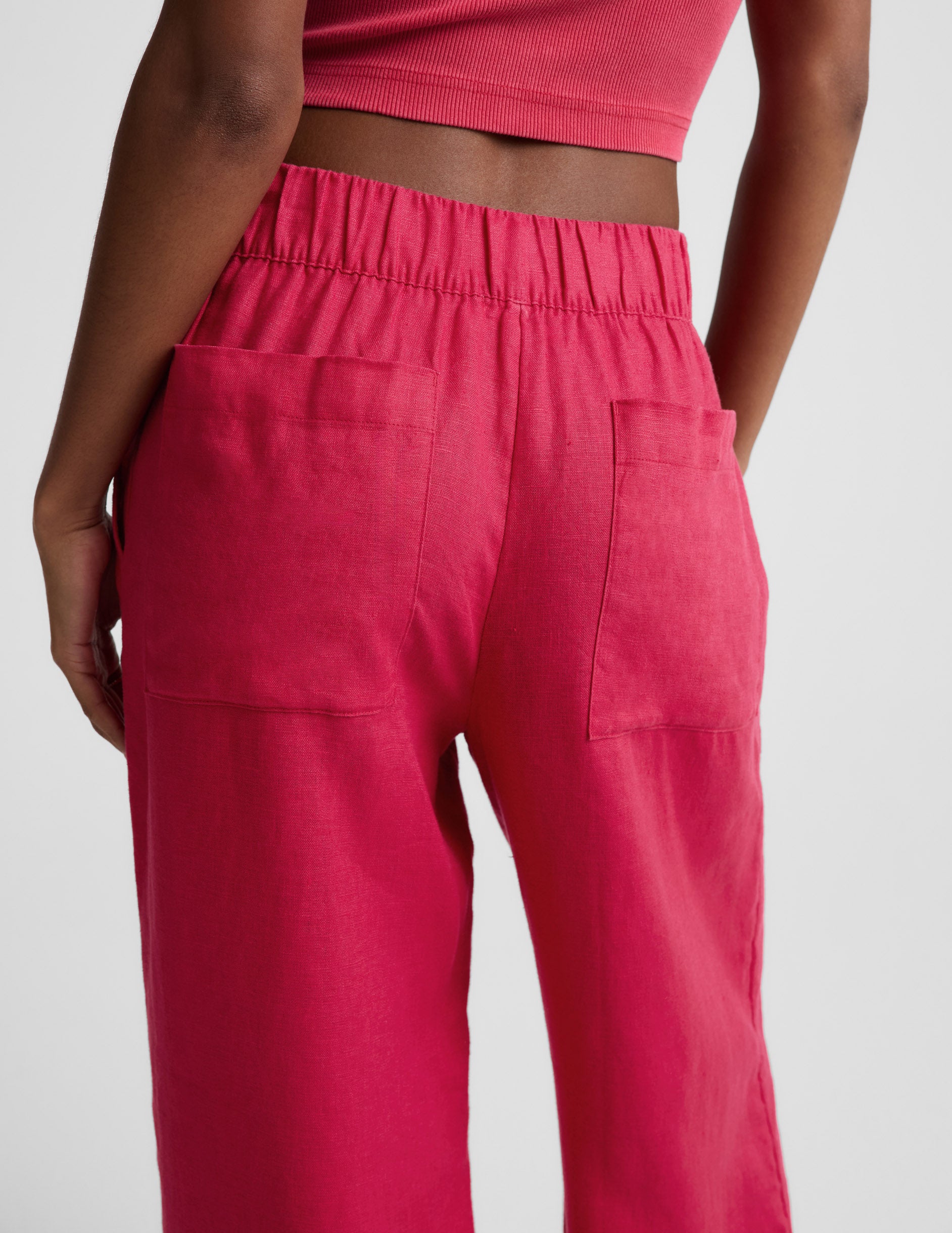 SoftWash Linen Easy Wide Leg Pant 29" - Berry Red