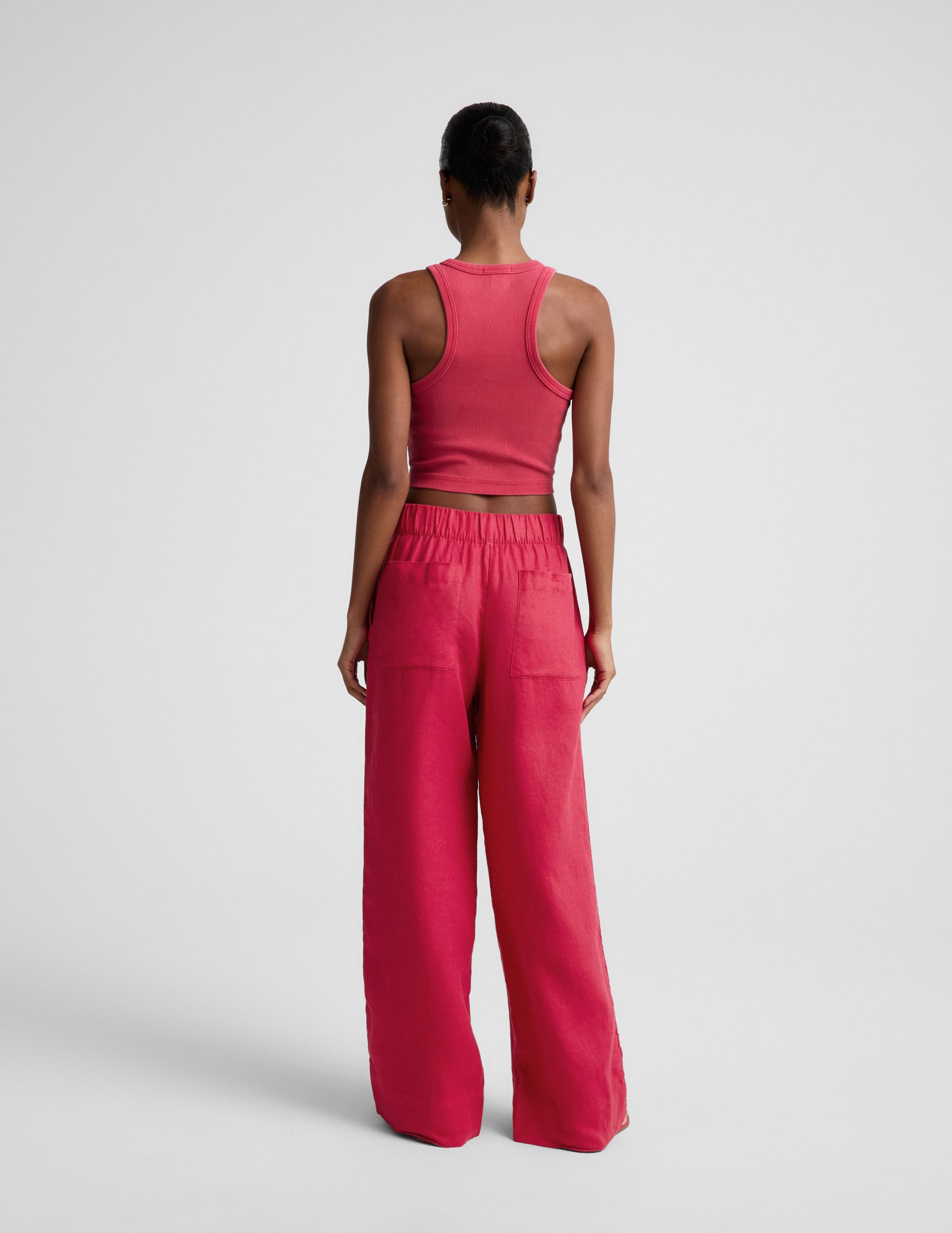 SoftWash Linen Easy Wide Leg Pant 29" - Berry Red