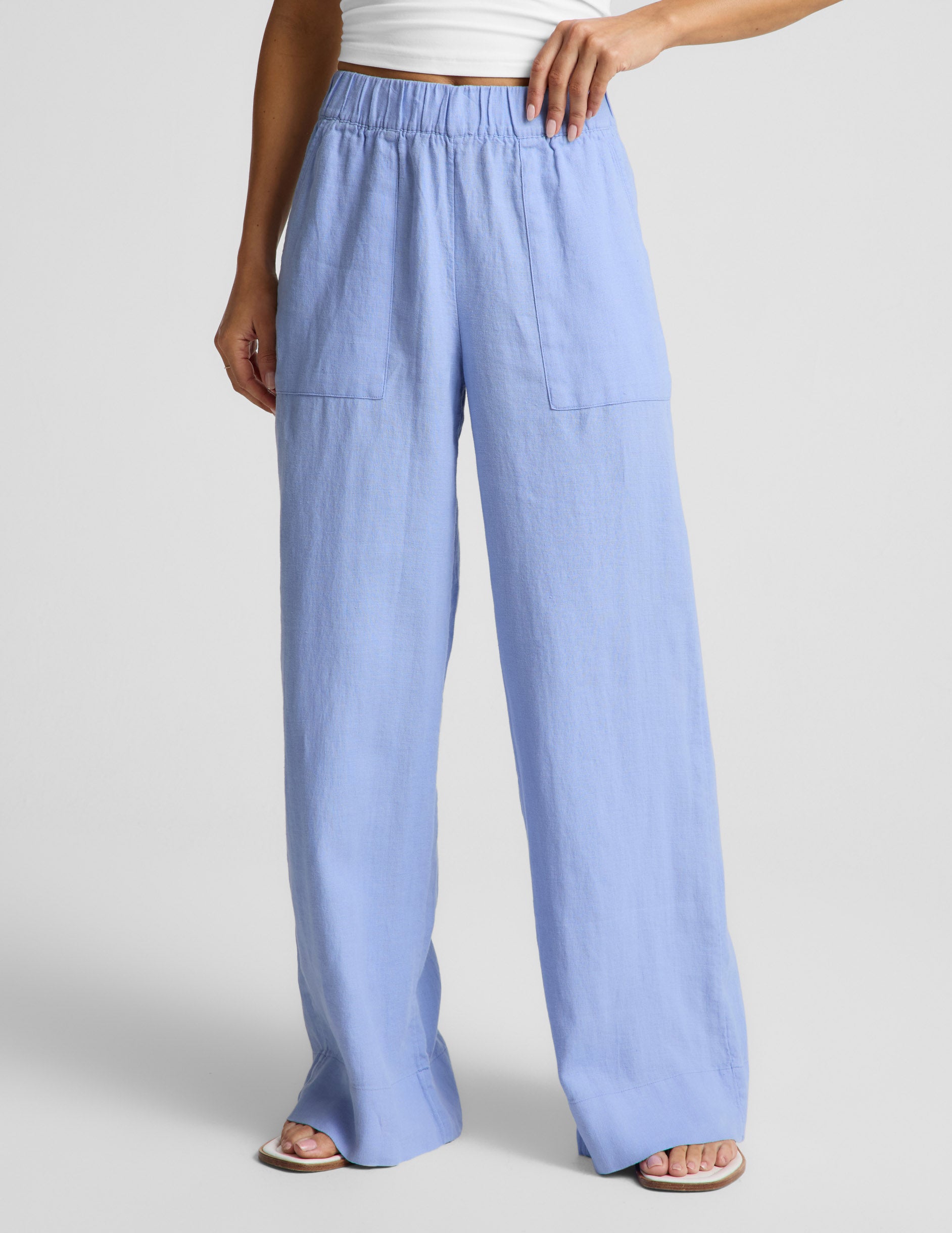 SoftWash Linen Easy Wide Leg Pant 29" - Pastel Periwinkle