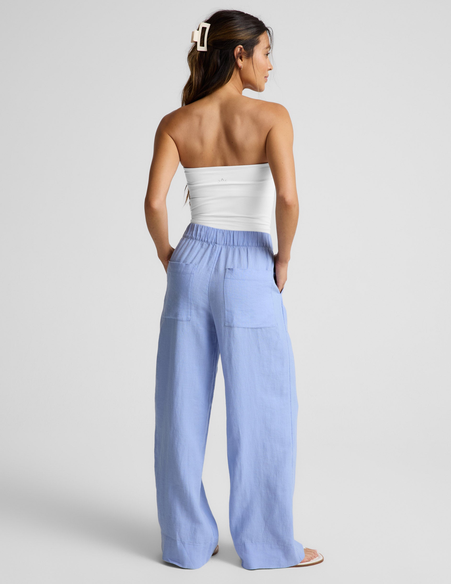 SoftWash Linen Easy Wide Leg Pant 29" - Pastel Periwinkle